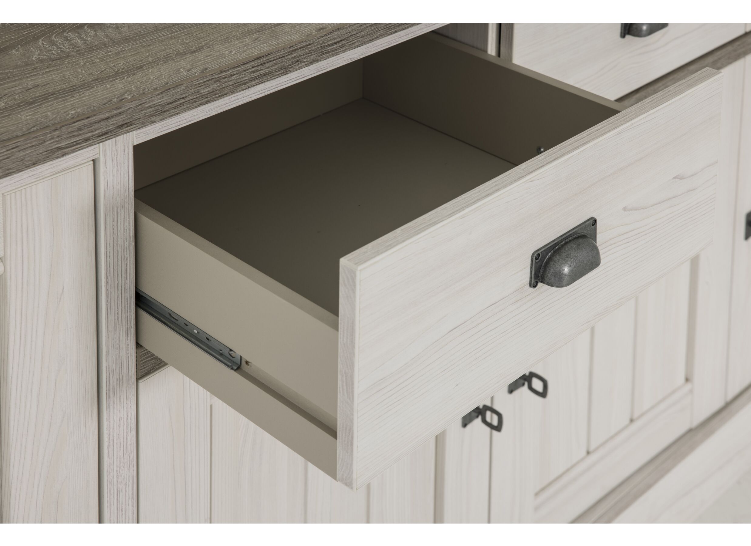 Detailfoto - Dressoir 259cm - meubelplaat - lariks & bruine eik