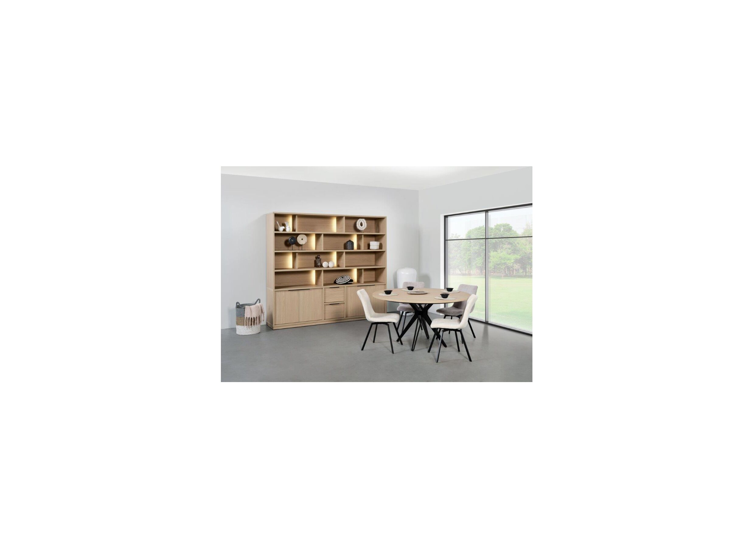 Photo ensemble - Meuble mural Veneto 159cm - décor - chêne master