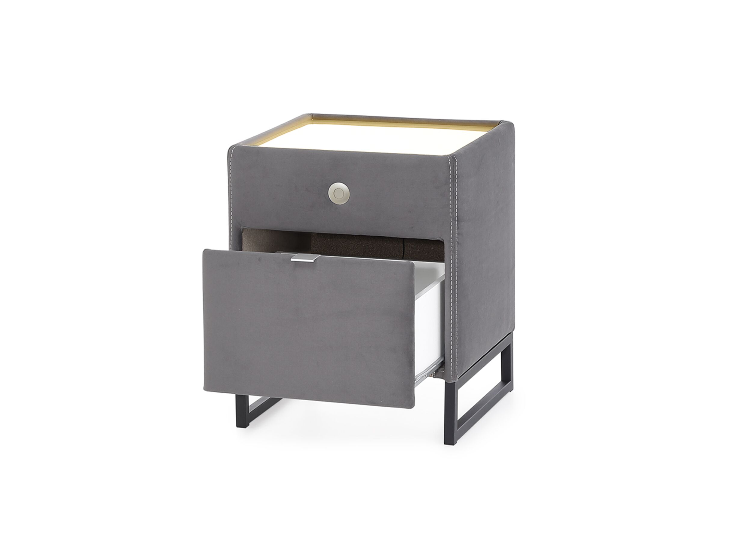 Aperçu - Table de chevet Linea 44,5x44,5x43cm - similicuir - gris