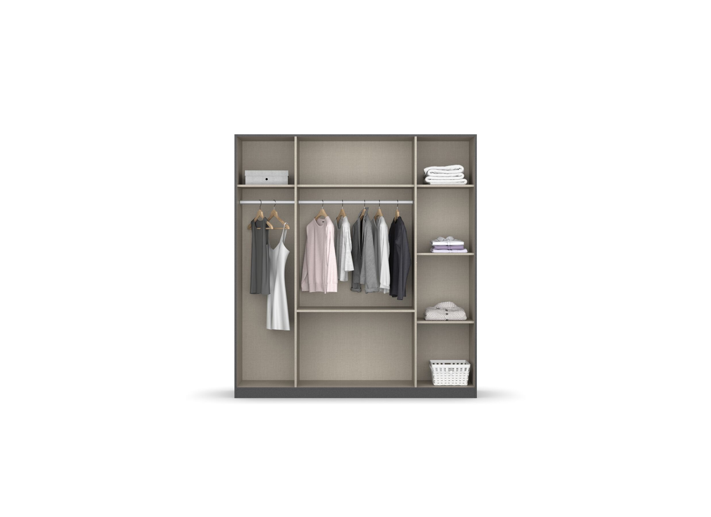 Garde-robe Butte 181cm - décor - chêne artisanal/gris