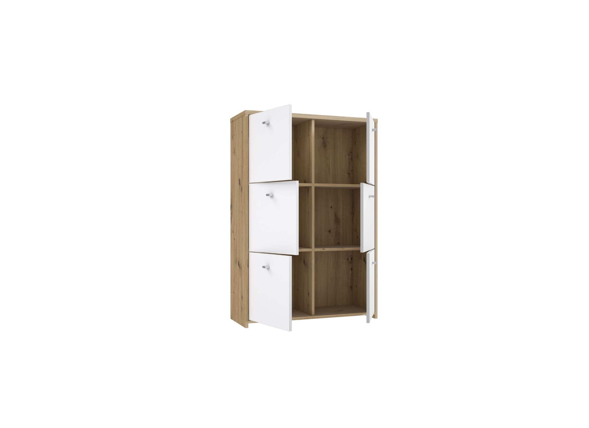 Kast Best Chest 77x30x113cm - meubelplaat - artisan eik/wit