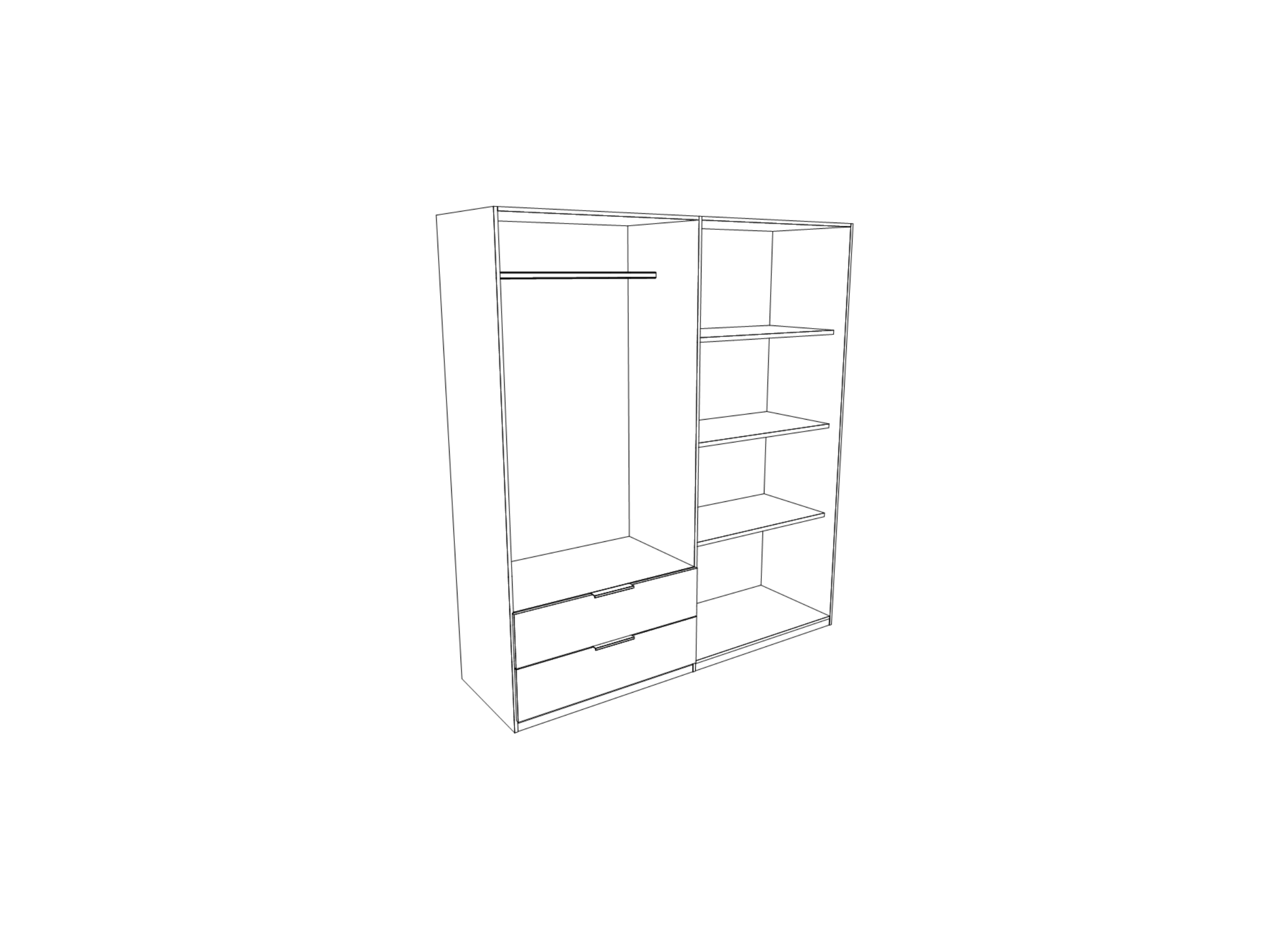 Garde-robe Orleans 181cm - décor - blanc