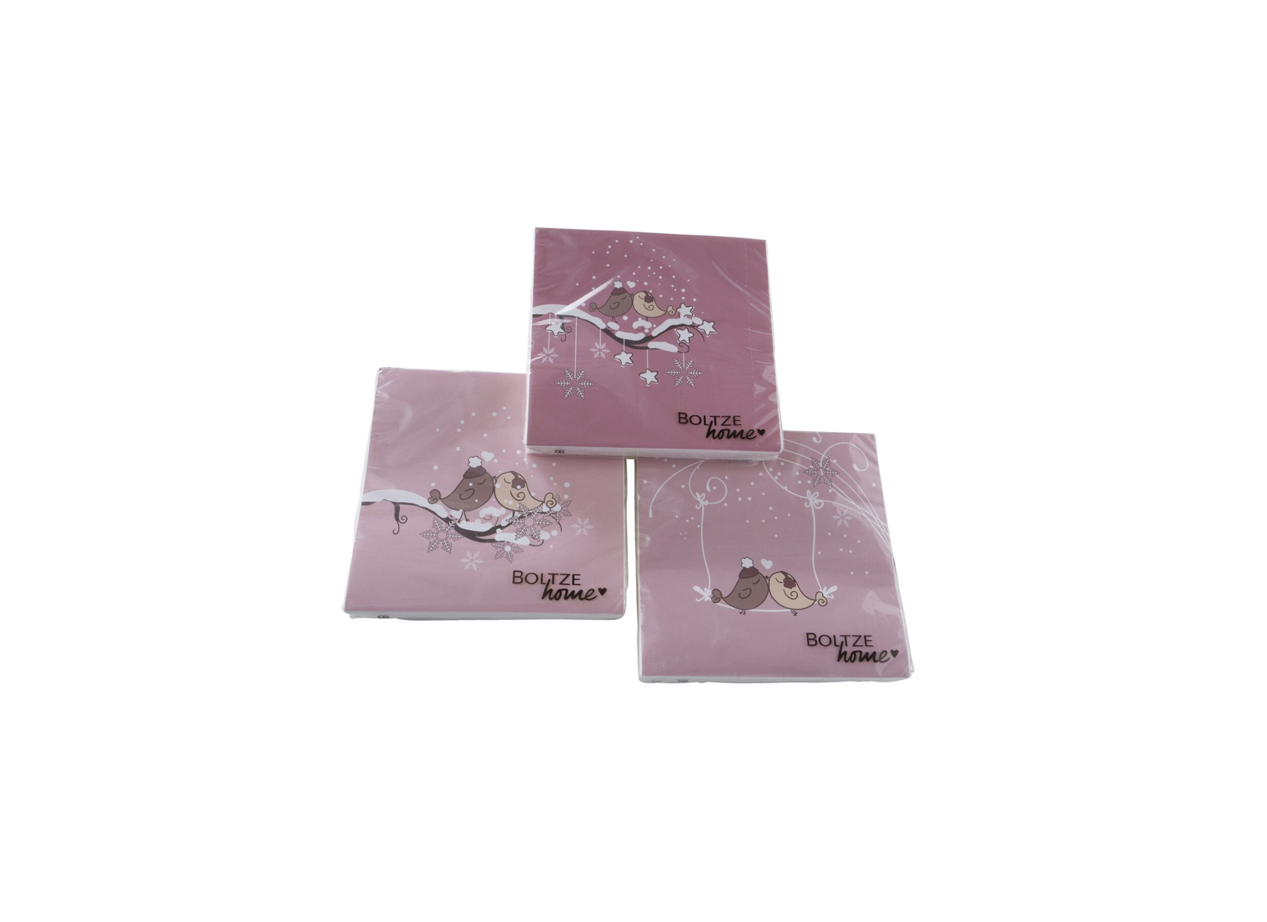 Serviette Winterly 17x17cm roze 20 stuks