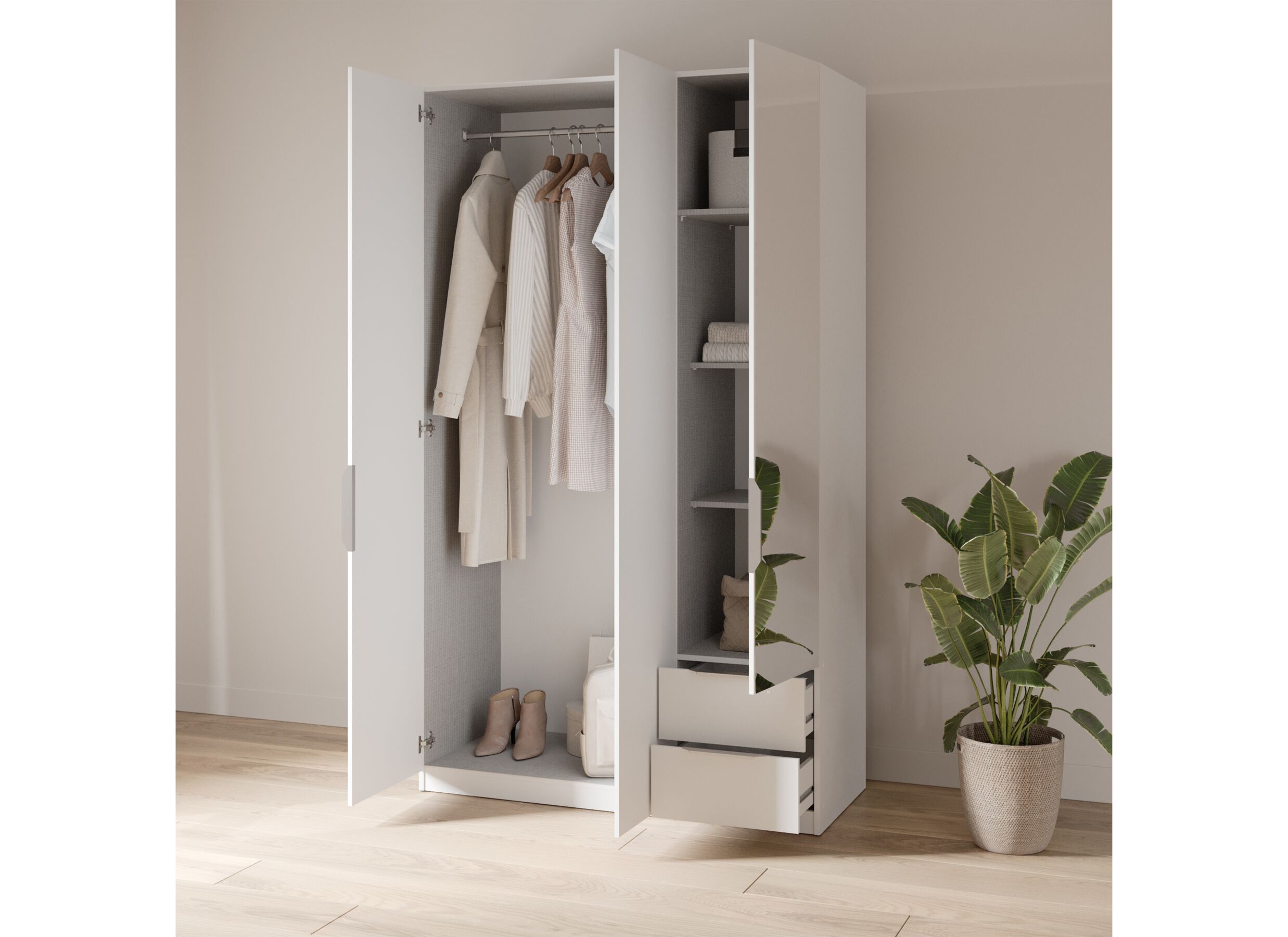 Sfeerfoto - Kleerkast Michigan 119cm - decor - wit