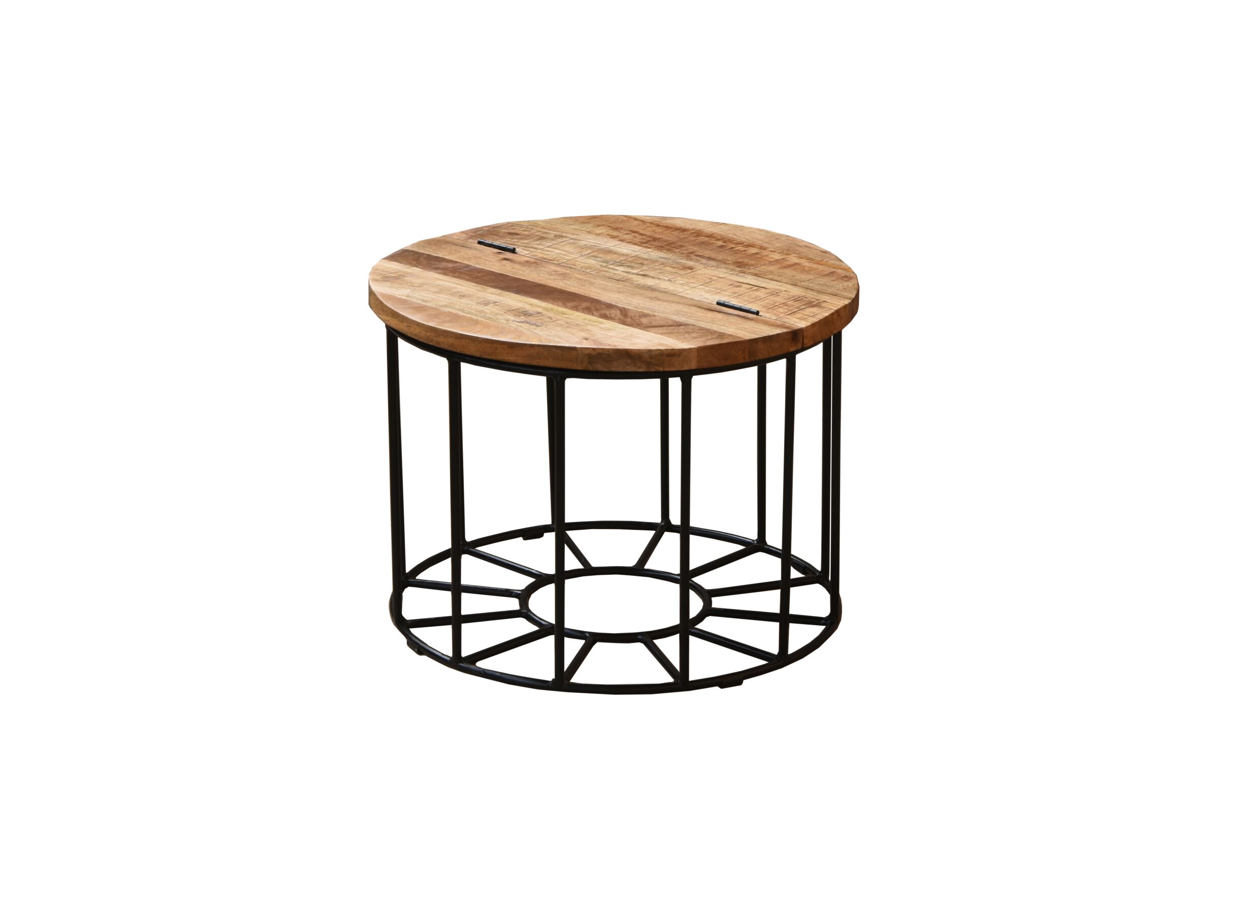 Salontafel Harold Ø62cm - hout massief - naturel met opbergruimte