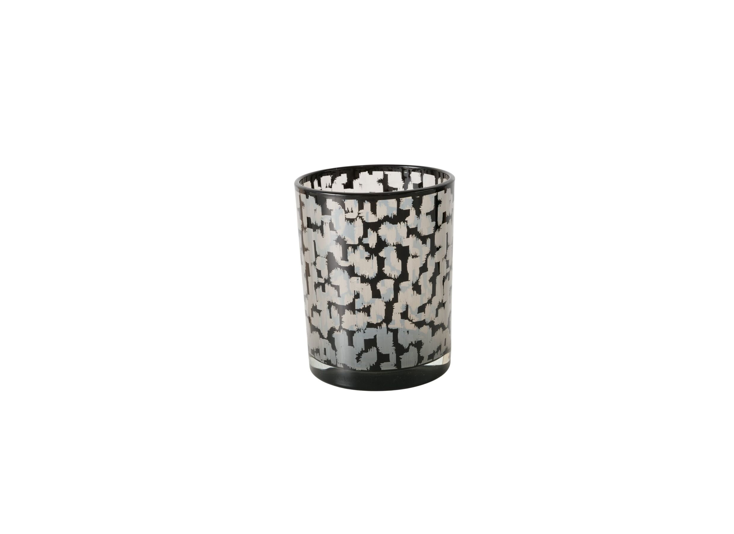 Aperçu - Porte-bougie Thato H8cm & H12cm - verre - beige/noir lot de 2
