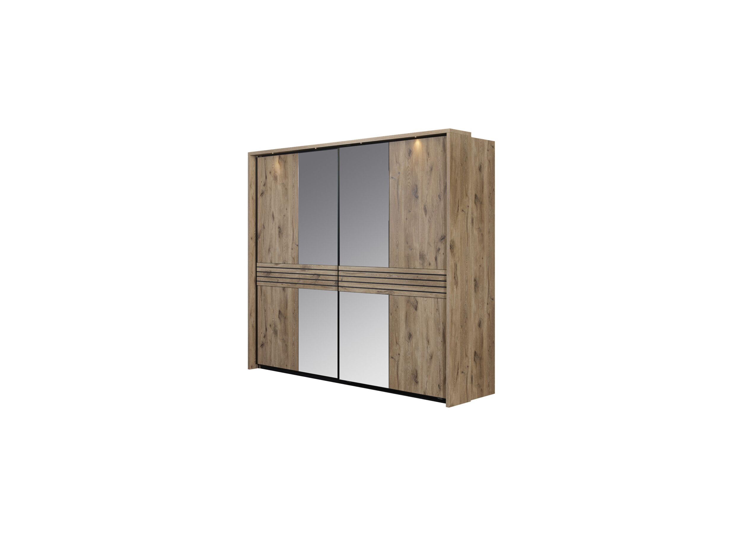Schuifdeurkast Tanya 286cm - decor - canyon oak/zwart - Armoire à portes coulissantes Tanya 286cm - décor - canyon oak/noir