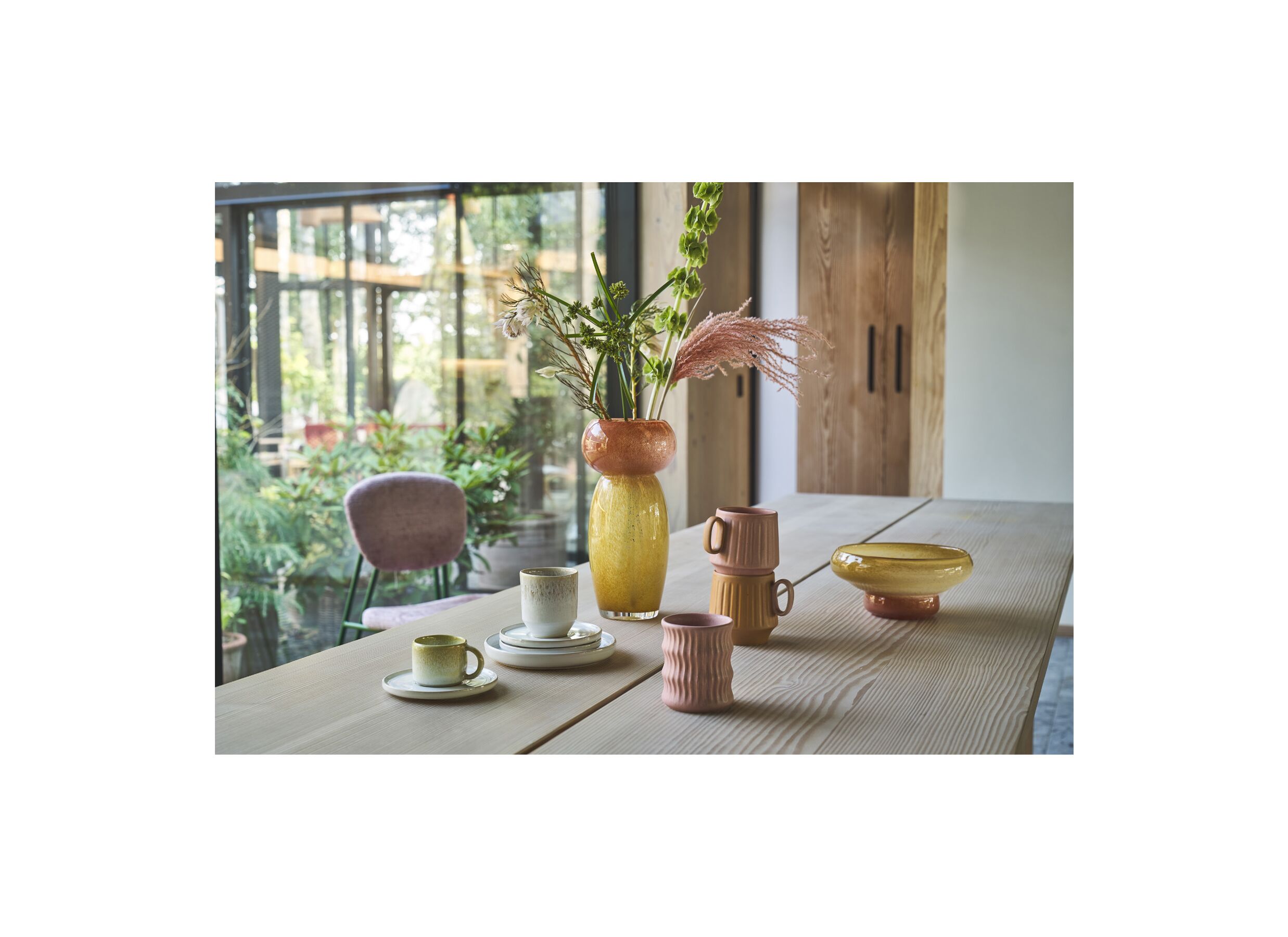 Foto ambiance - Vase H30cm - verre - jaune/ambre
