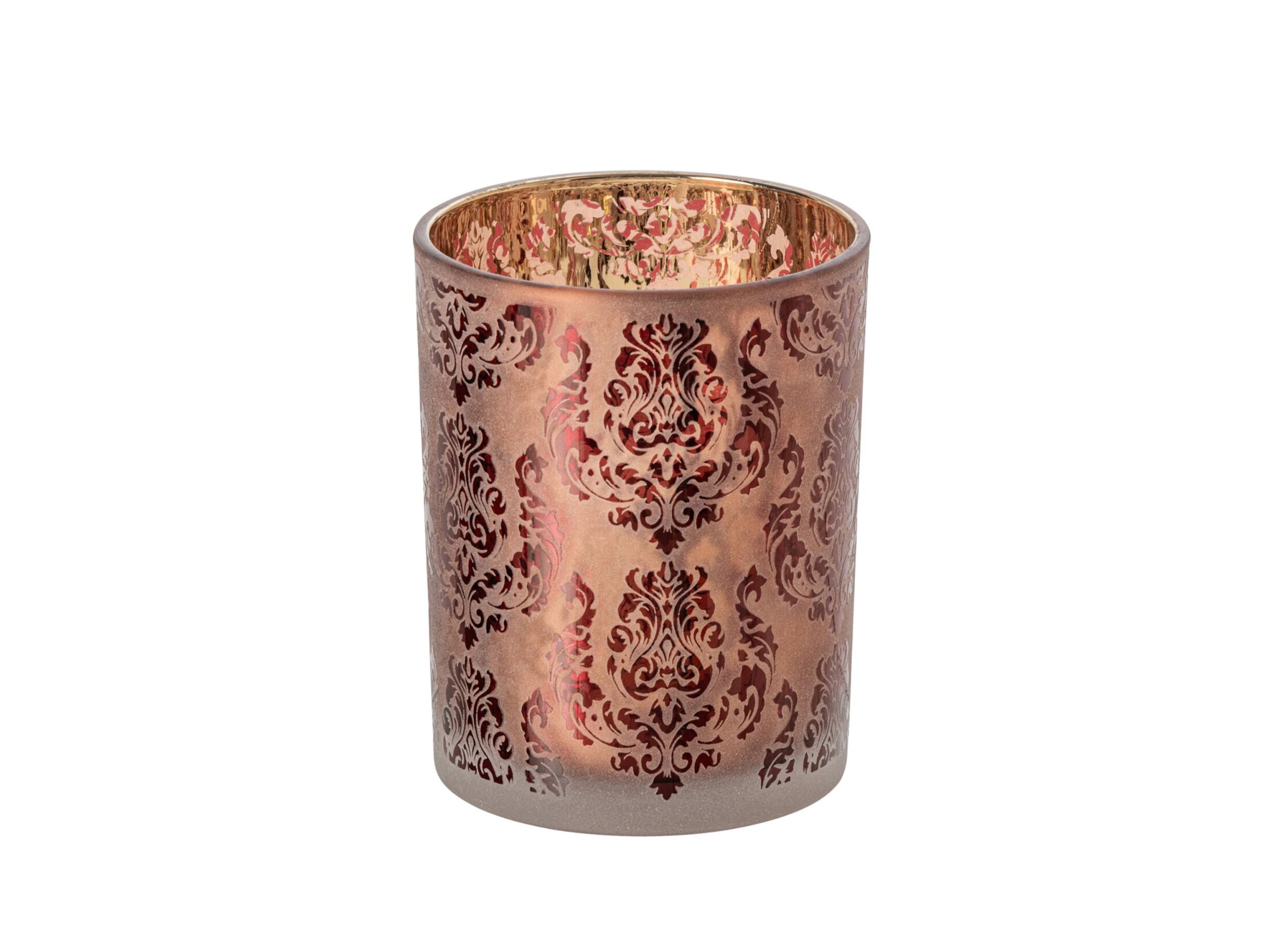 Plus Important - Photophore Fleurs H12,5cm - verre - rouge
