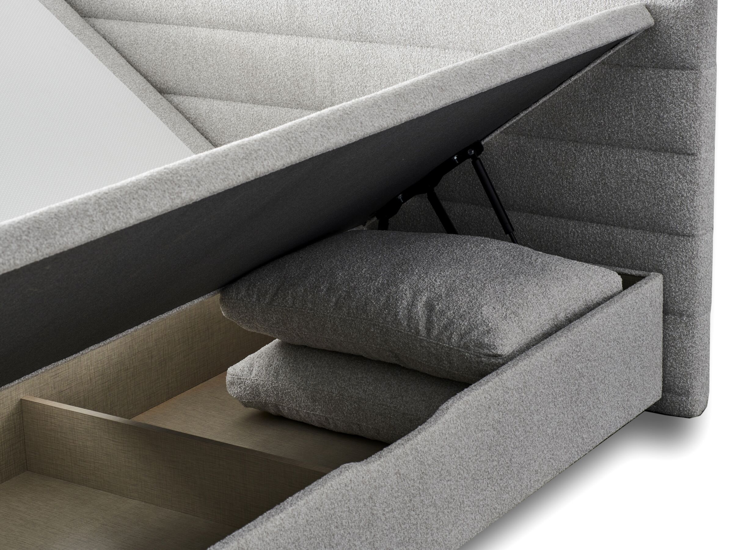 Detailfoto - Bedbox Butterfly 180x200cm - stof - lichtgrijs met opbergruimte