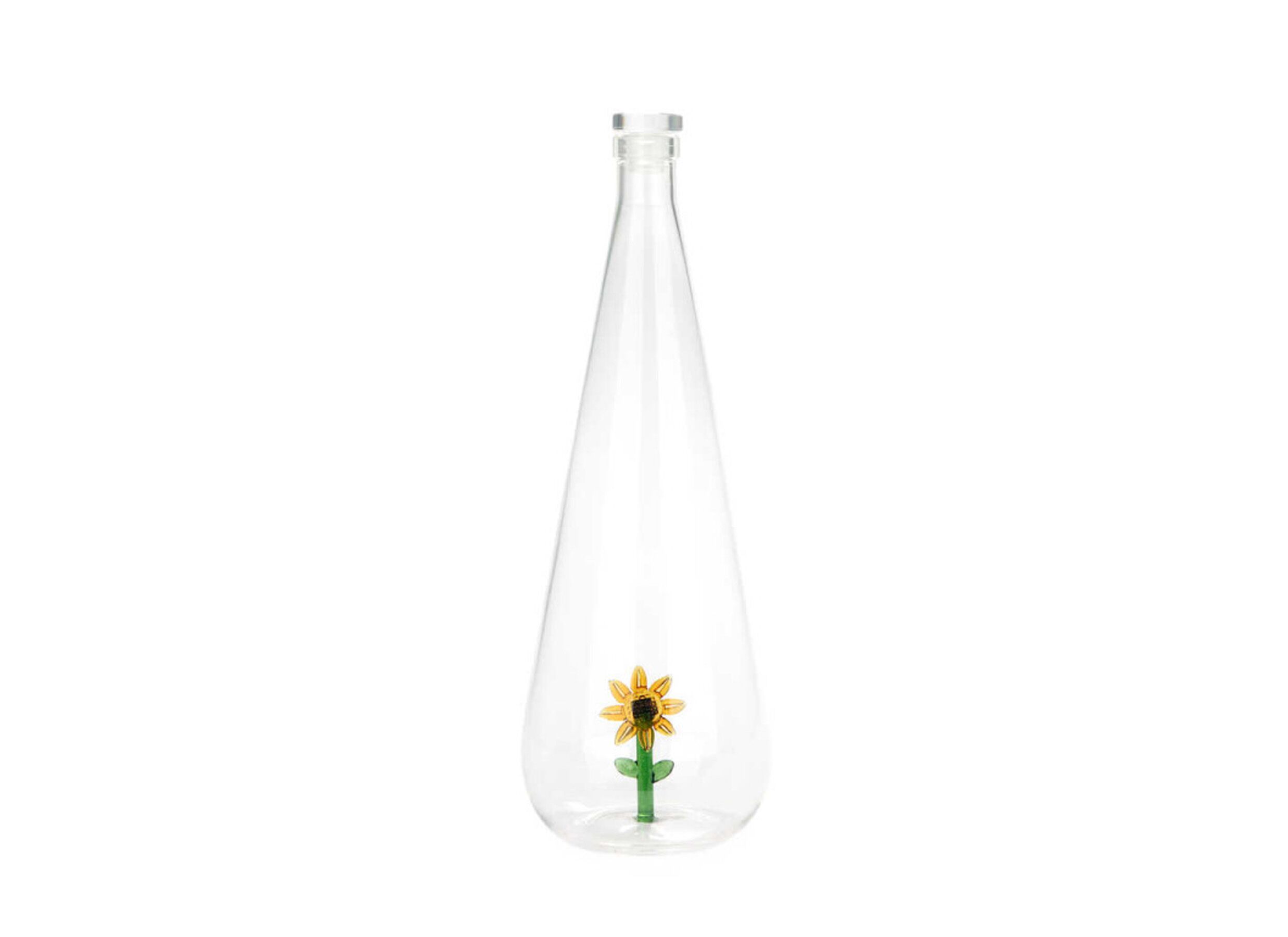 Plus Important - Bouteille à eau Botanical Sunflower 1L - verre - jaune