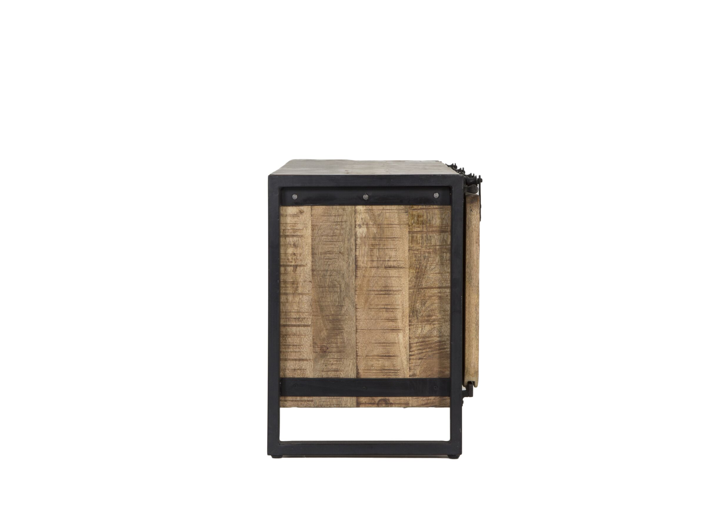 Meuble TV Woodstock 160x45cm - manguier massif & métal - naturel/noir