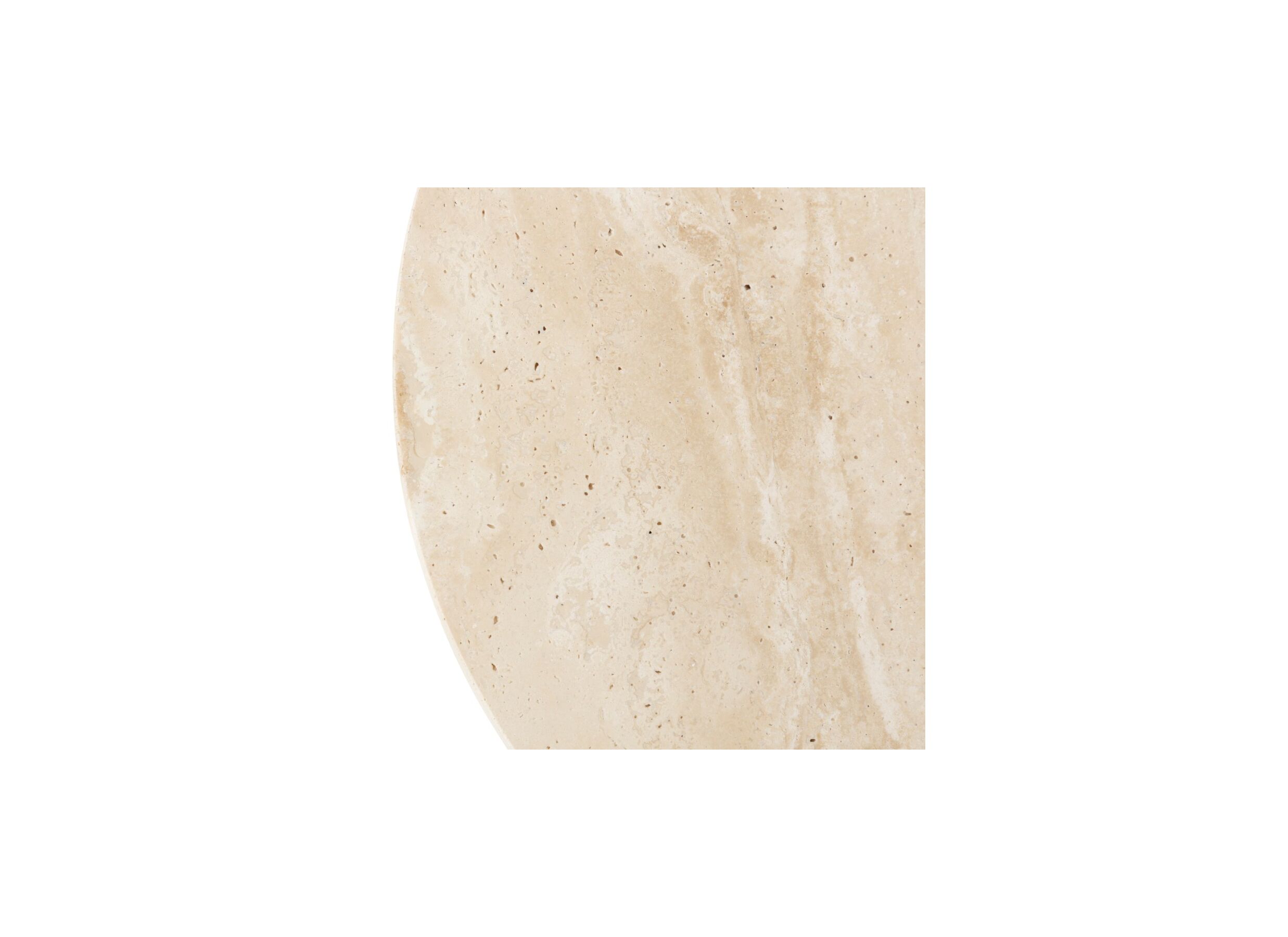 Detail - Table d'appoint Celen Ø40xH45cm - travertin/acier - blanc/beige