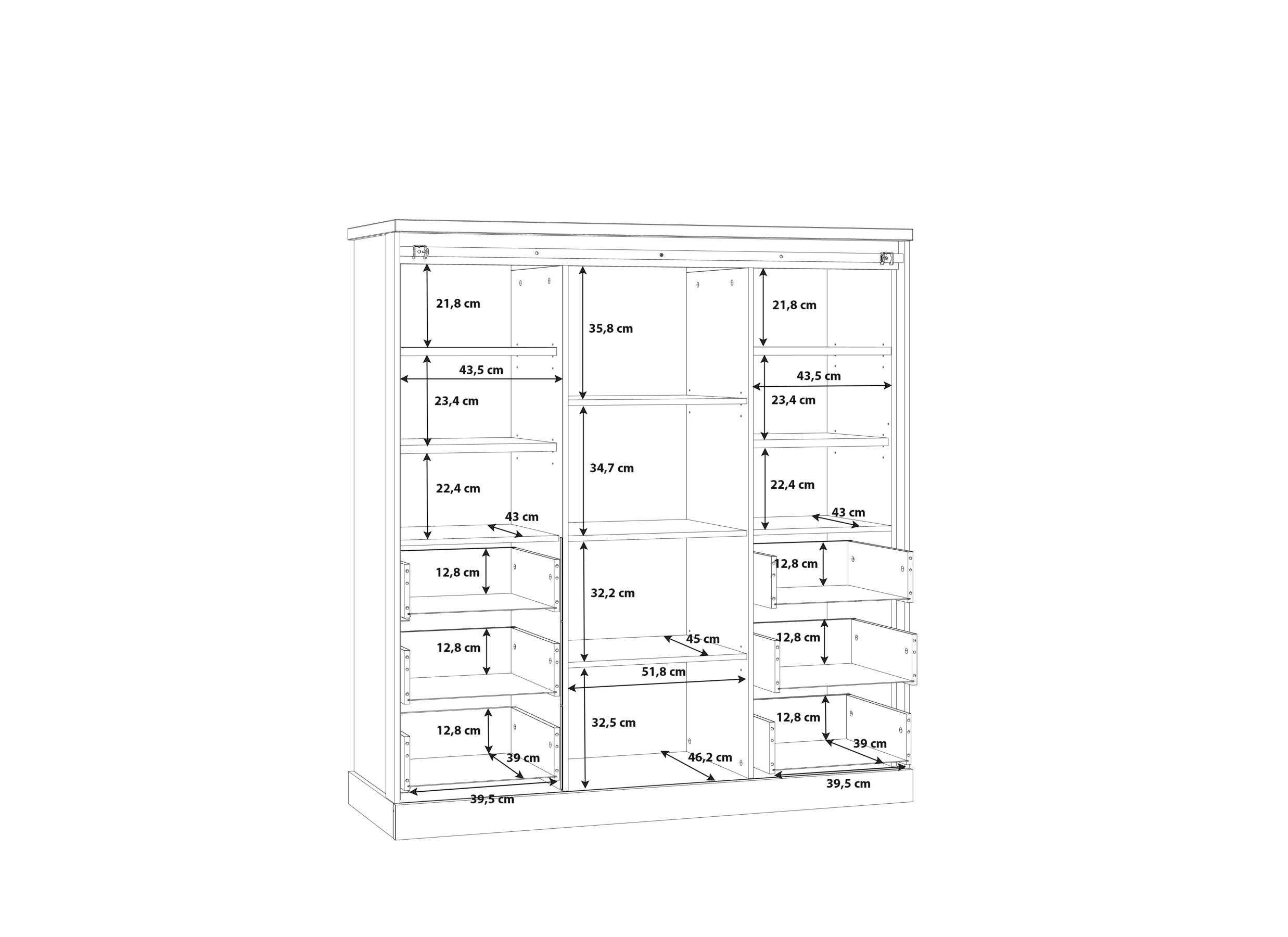 Buffetkast Kaszimiro 145cm - decor - waterford eik/ zwart