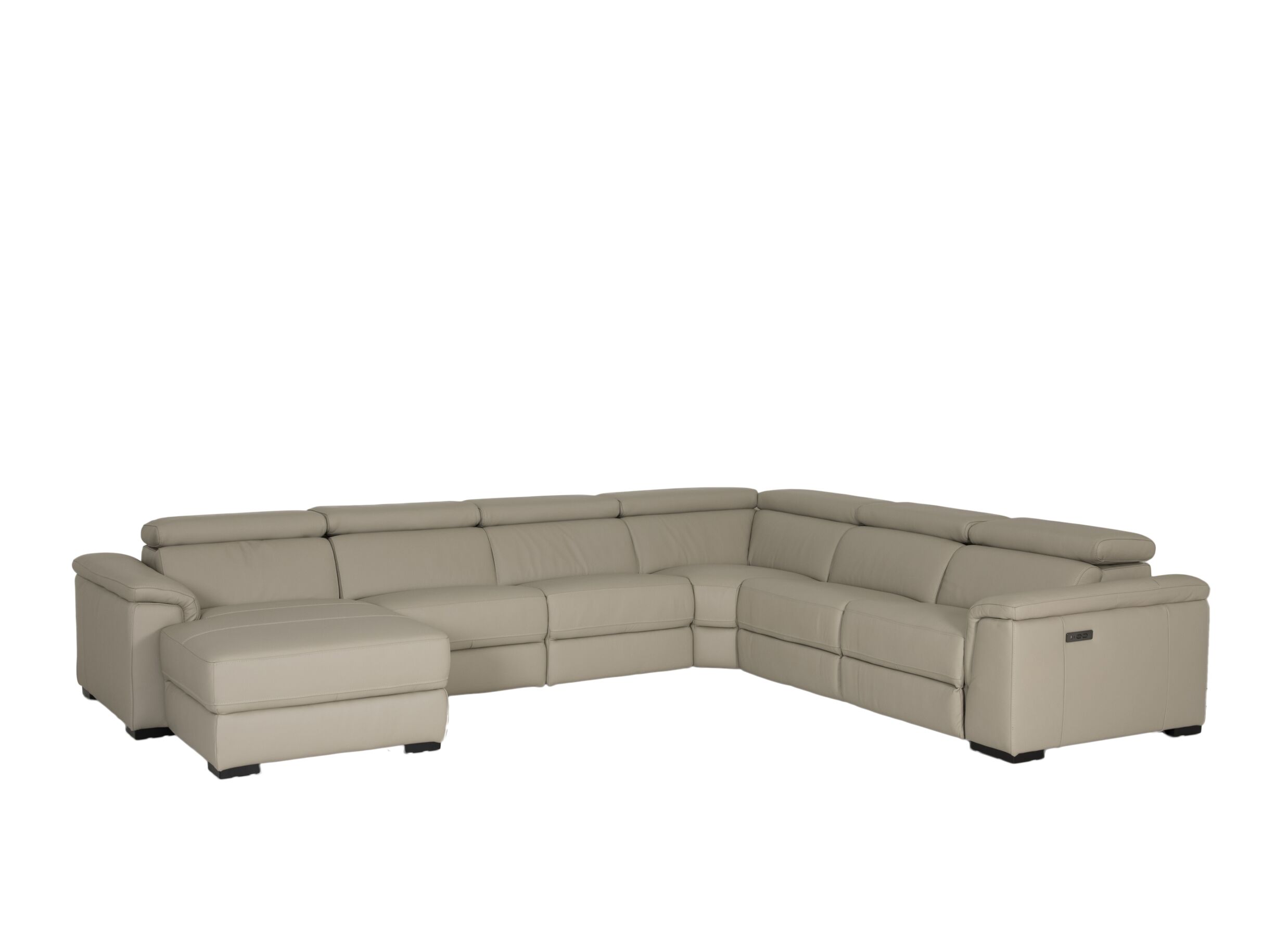 Hoeksalon Walk 380x303cm - leder - grijs met relax
