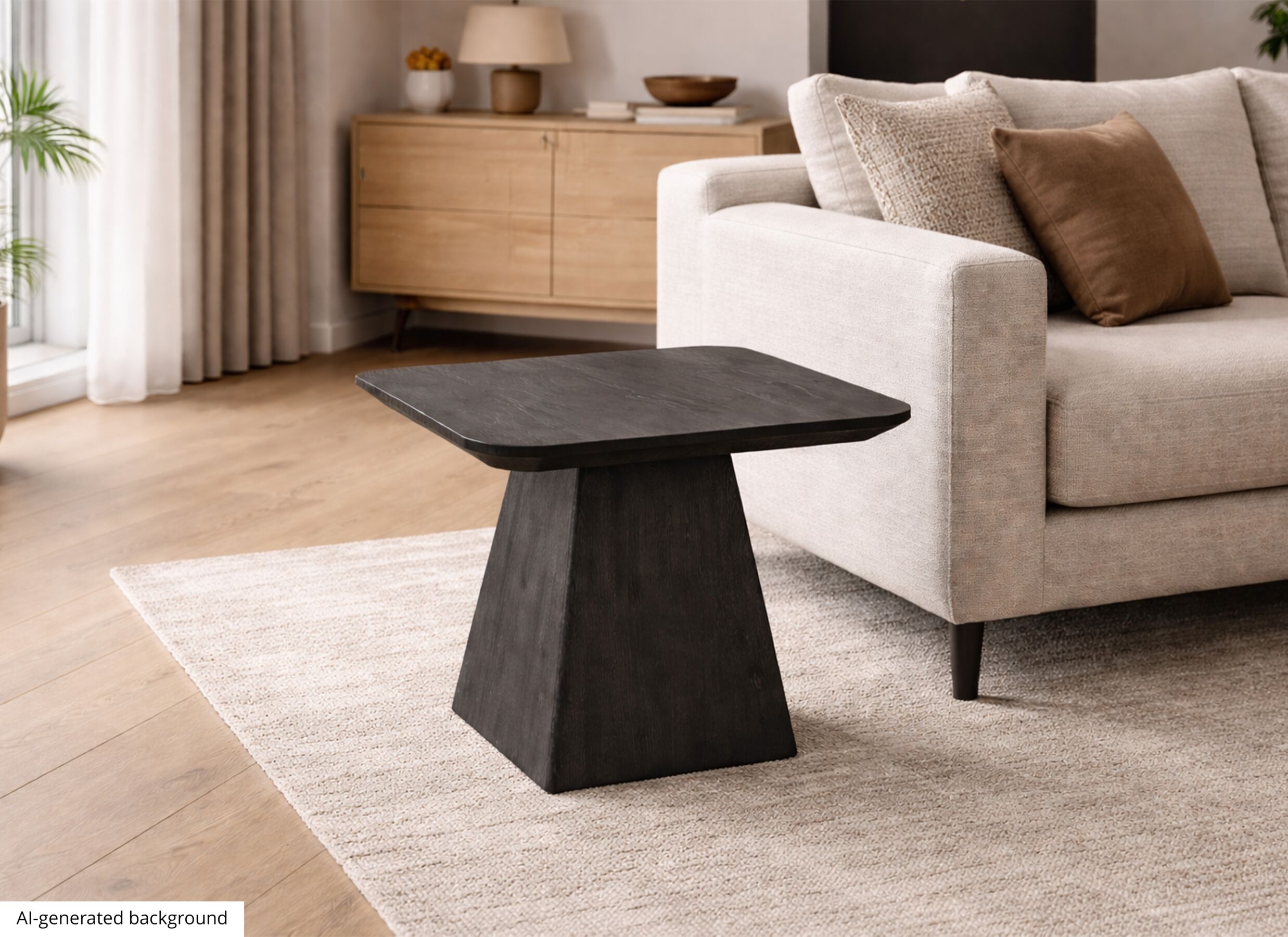 AI Generated - Salontafel Thalia 60x60cm - mango massief - zwart