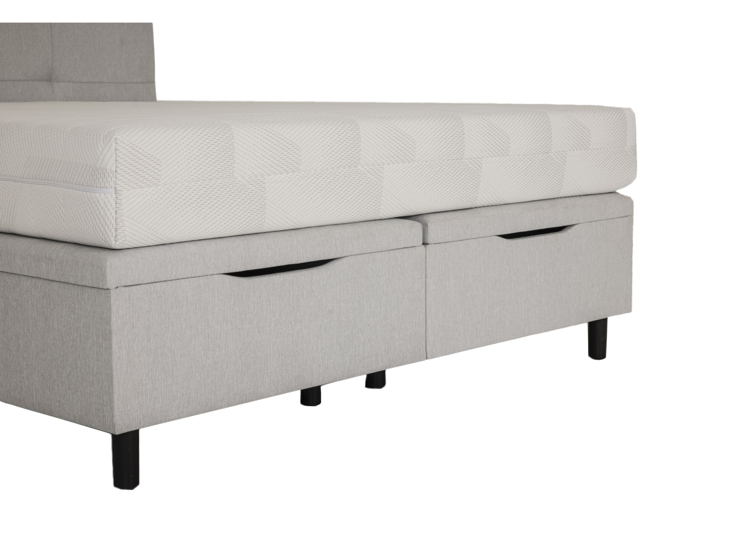Detailfoto - Bedbox Cosy 180x200cm - stof - lichtgrijs met opbergruimte