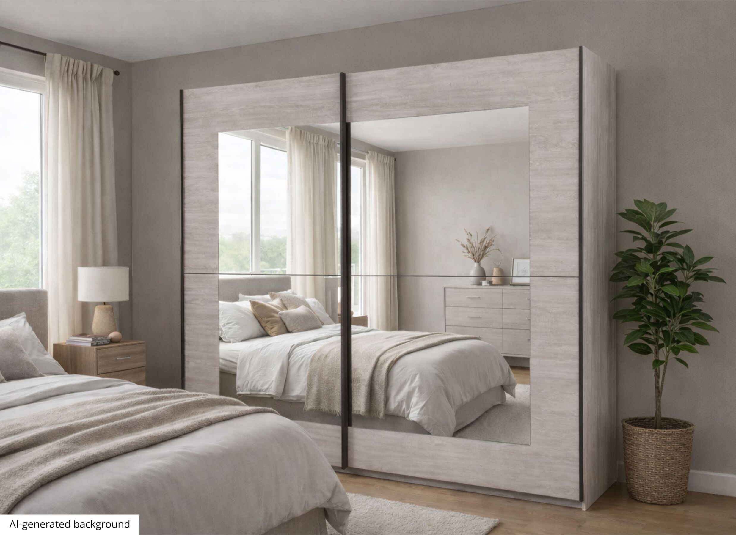 AI Generated - Schuifdeurkast 200cm - decor - grijs