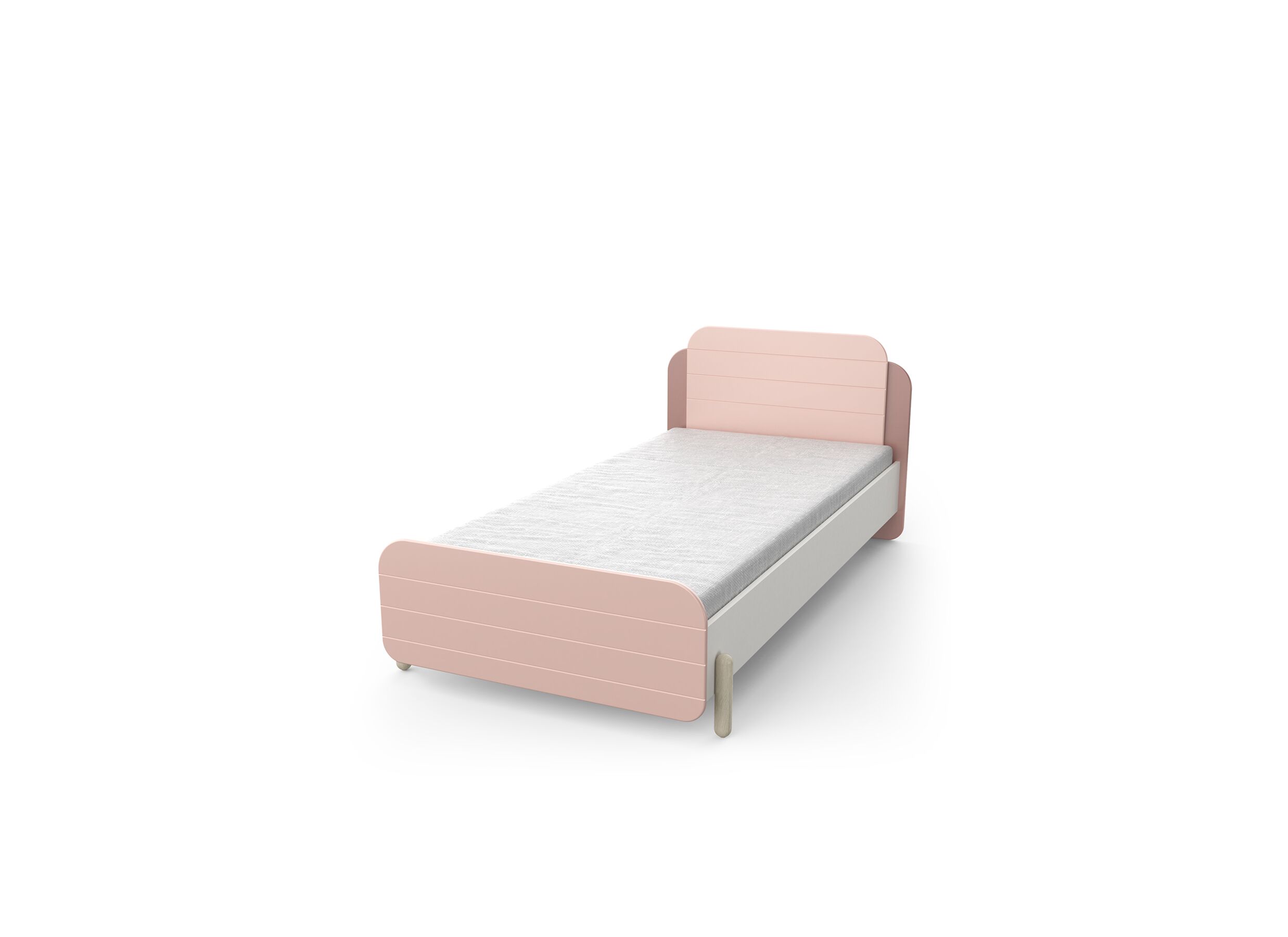Lit Jade 90x200cm - décor - mat rose & mat blanc