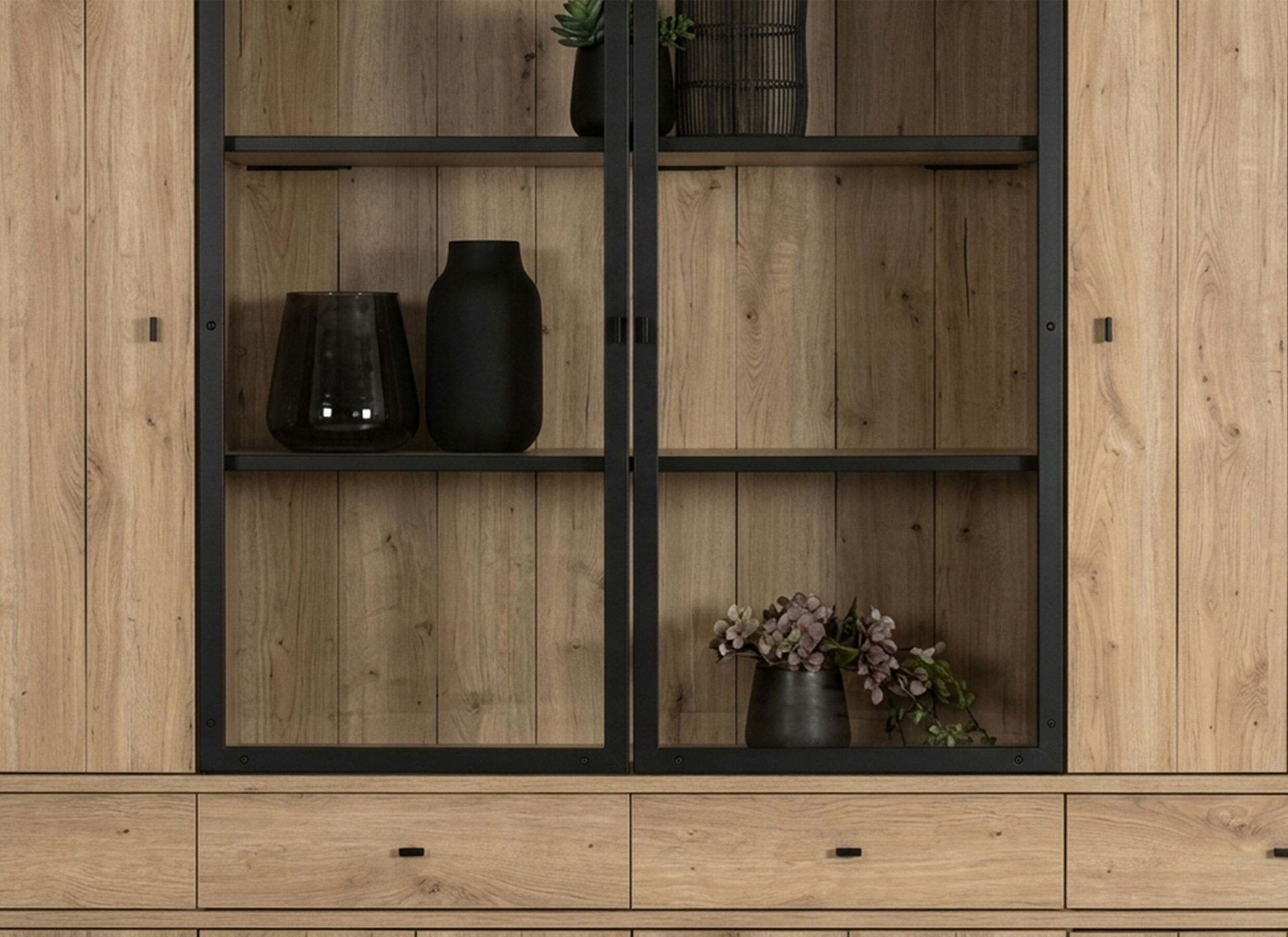 Detail - Vitrine Valencia 240cm - mélamine - chêne clair