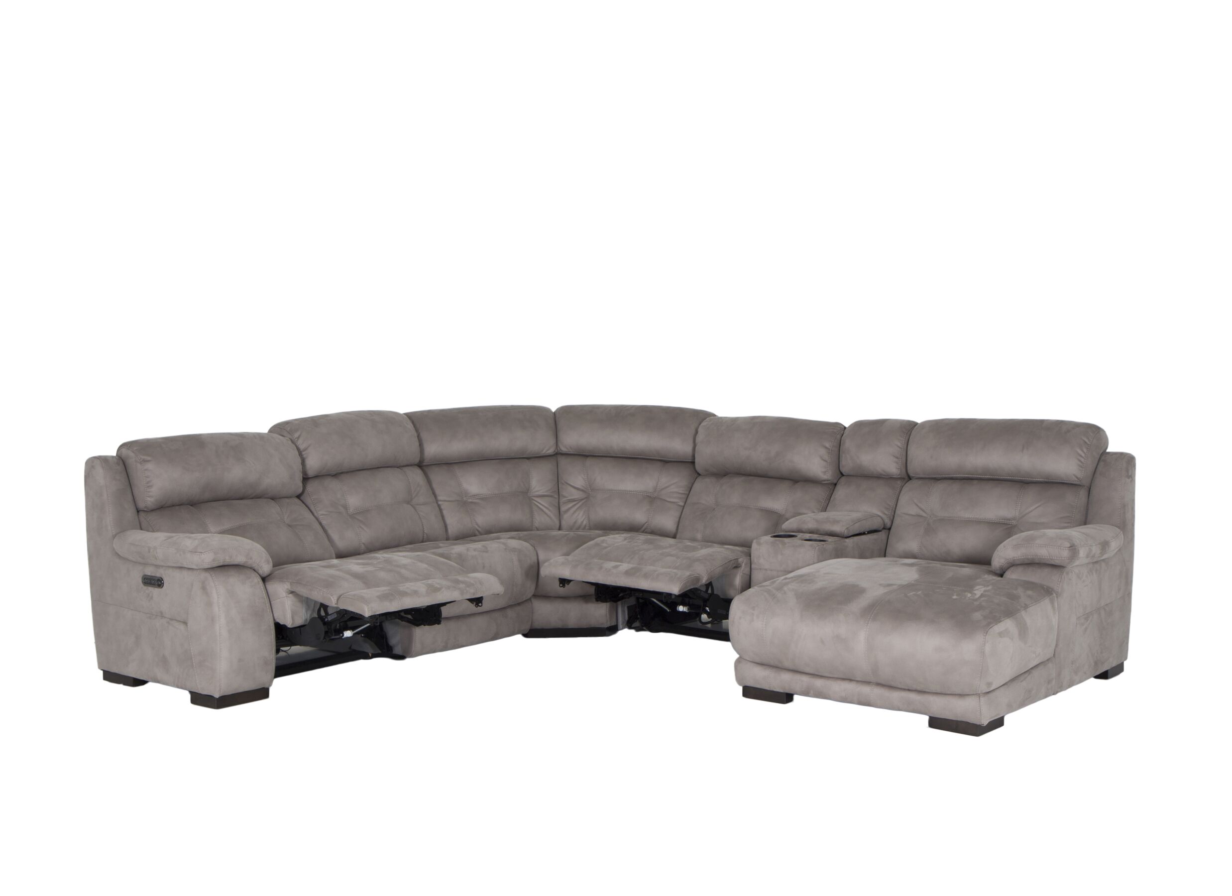 Hoeksalon Krall 344x300cm - stof - zilvergrijs - met relax