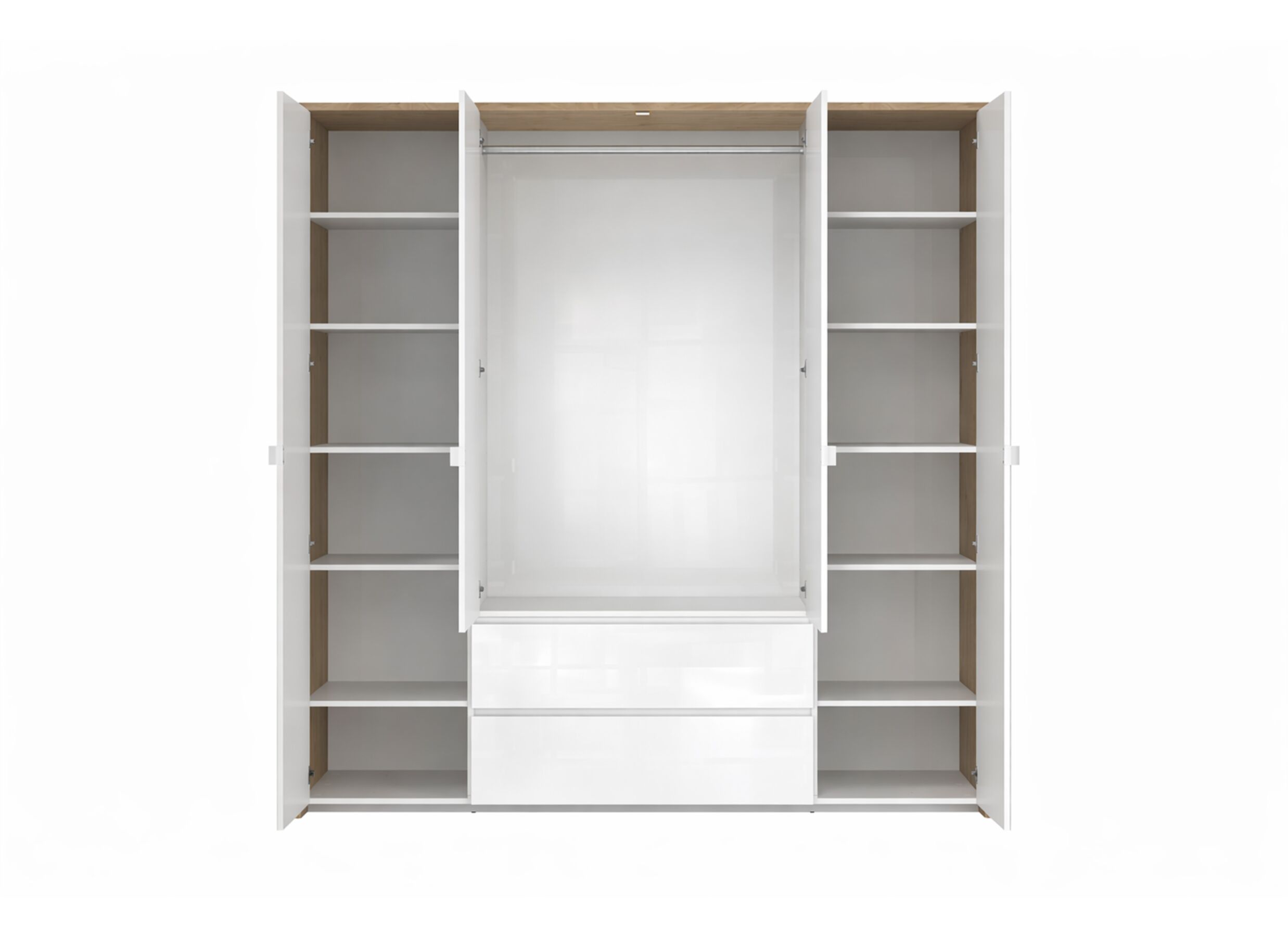 Indeling - Kleerkast Next 197x58x202cm - melamine - glanzend wit & jackson hickory