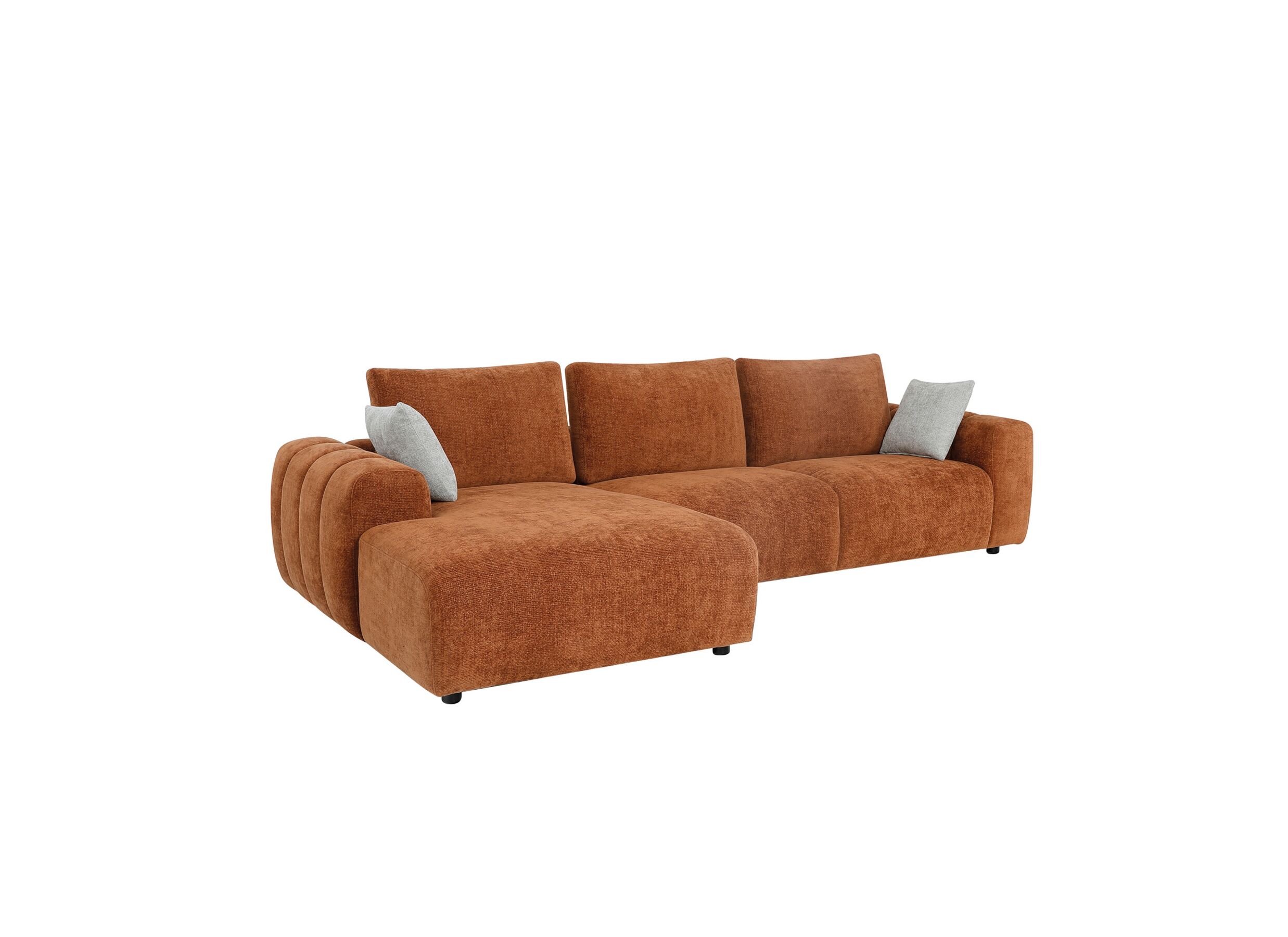 Aperçu - Canapé d'angle Mandarin 315x165cm - chenille - orange