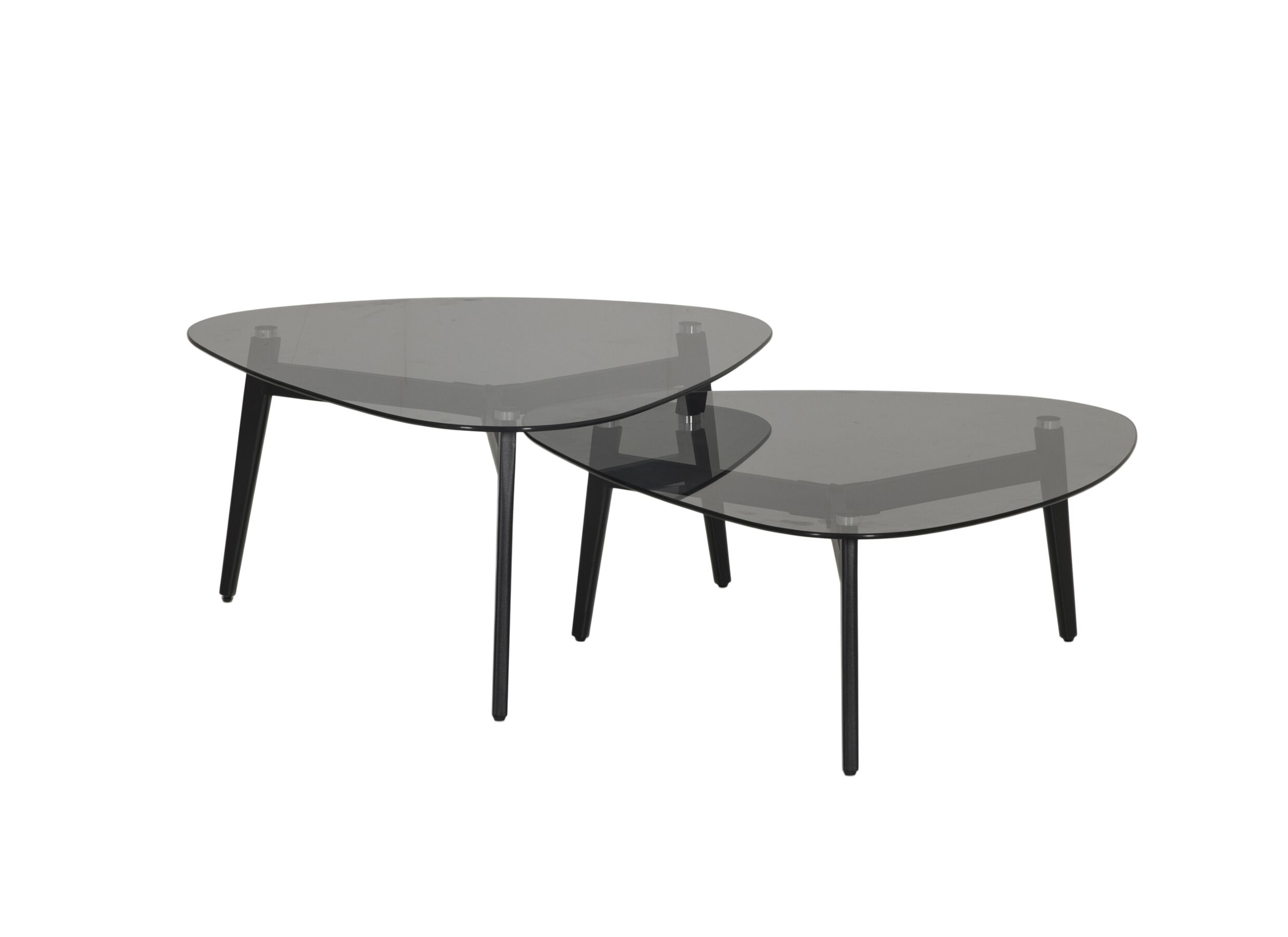 Plus Important - Table basse Planetoide Ø80cm - verre/metal - bleu - lot de 2