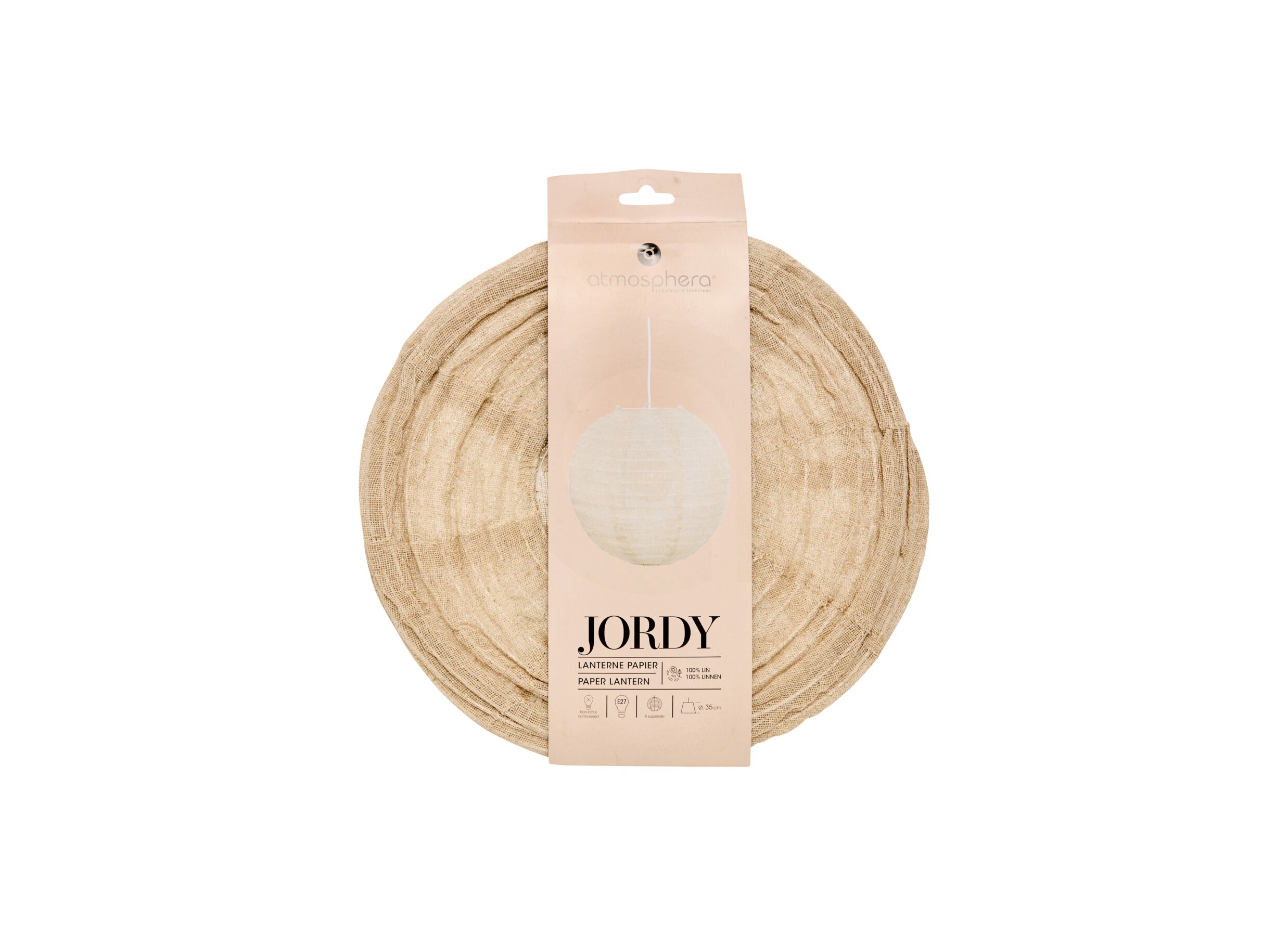 Overzichtsfoto - Hanglamp Jordy Bol Ø35cm - linnen - beige