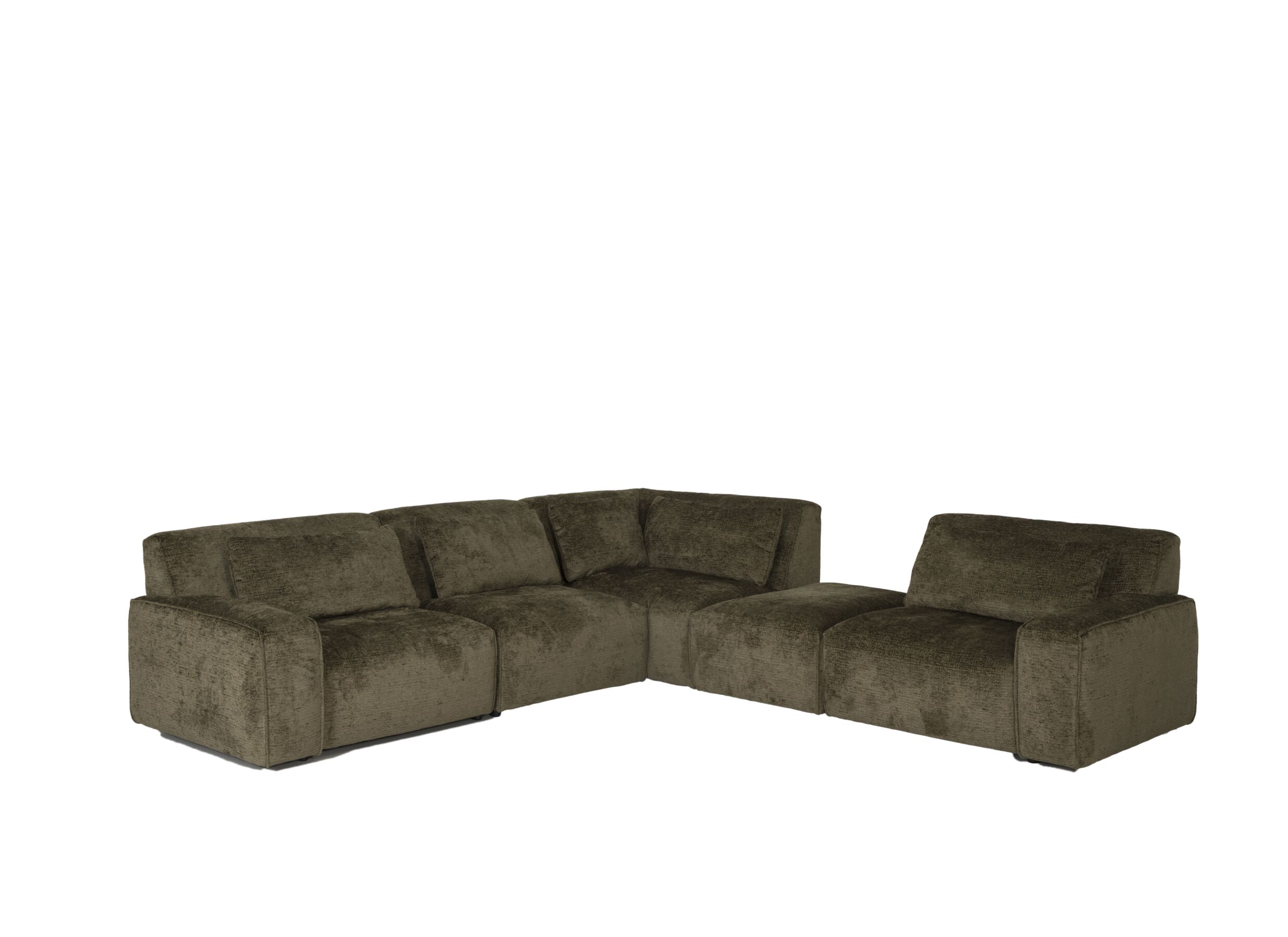 Hoeksalon Luras 316x315cm - stof - army met poef - Canapé d'angle Luras 316x315cm - tissu army avec pouf
