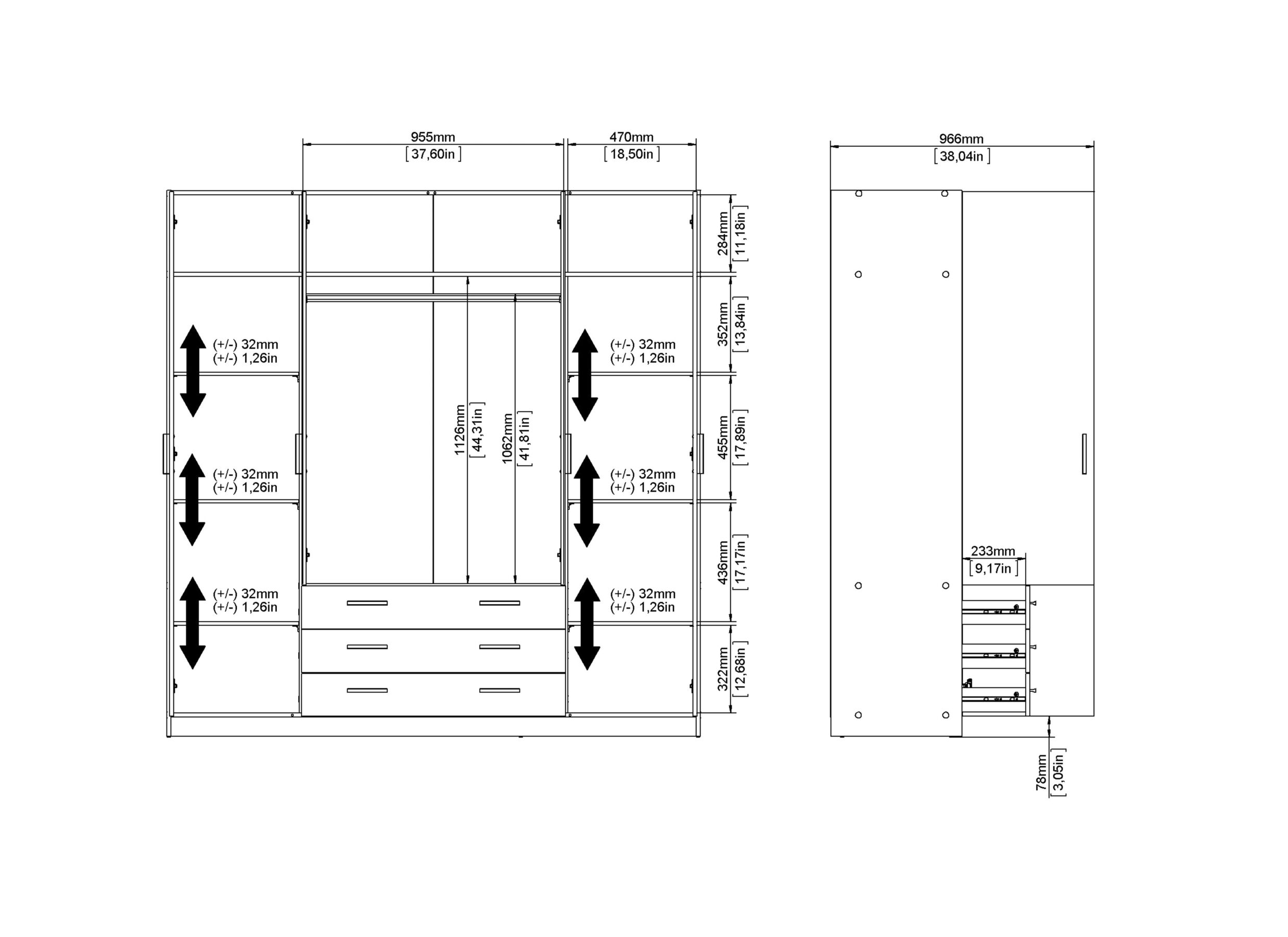 Dimensions - Garde-robe Sprint 196cm - décor - jackson hickory