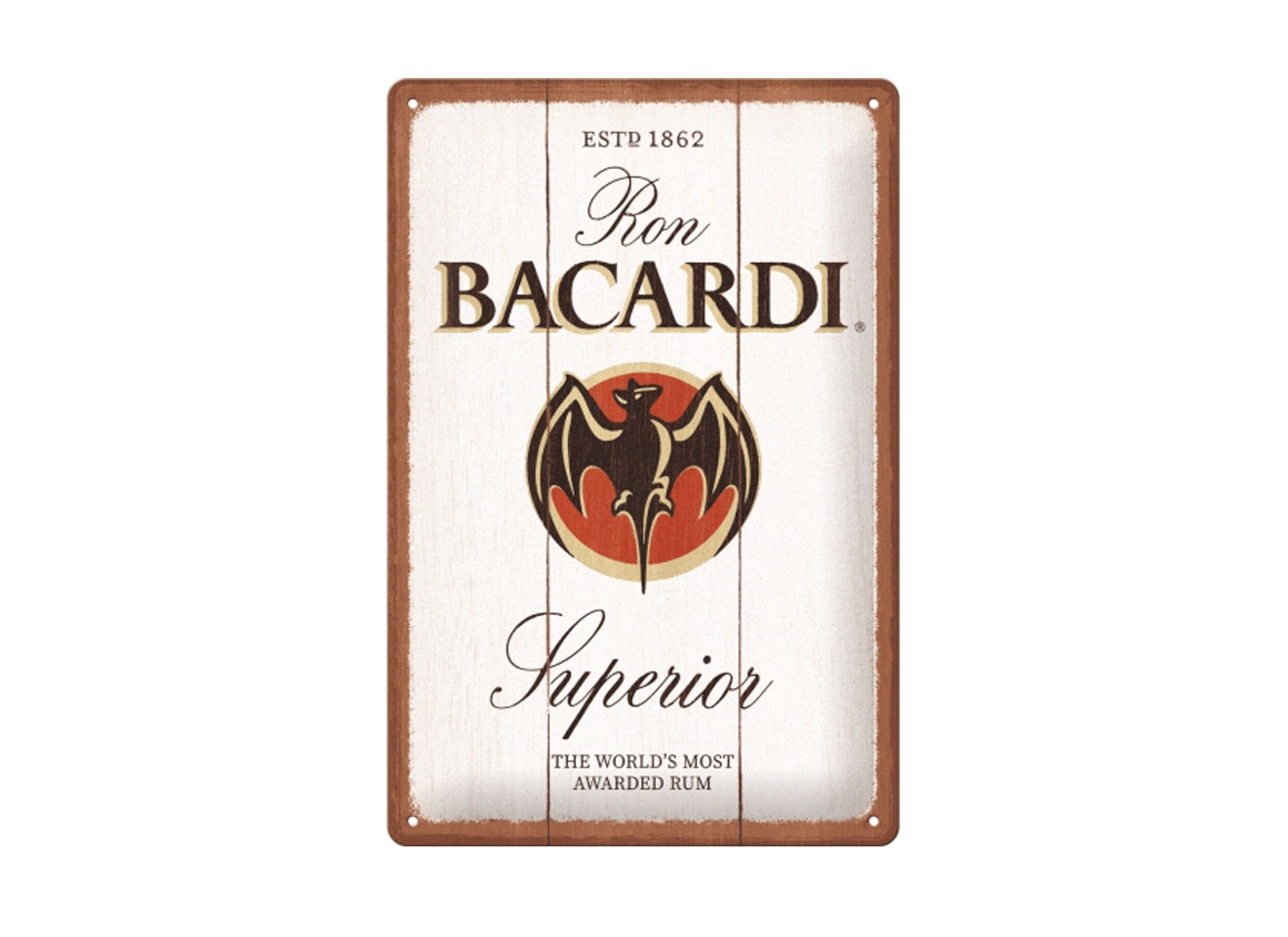 Plakkaat Bacardi 20x30cm - metaal - meerkleurig - Plaque Bacardi 20x30cm - métal - multicolore