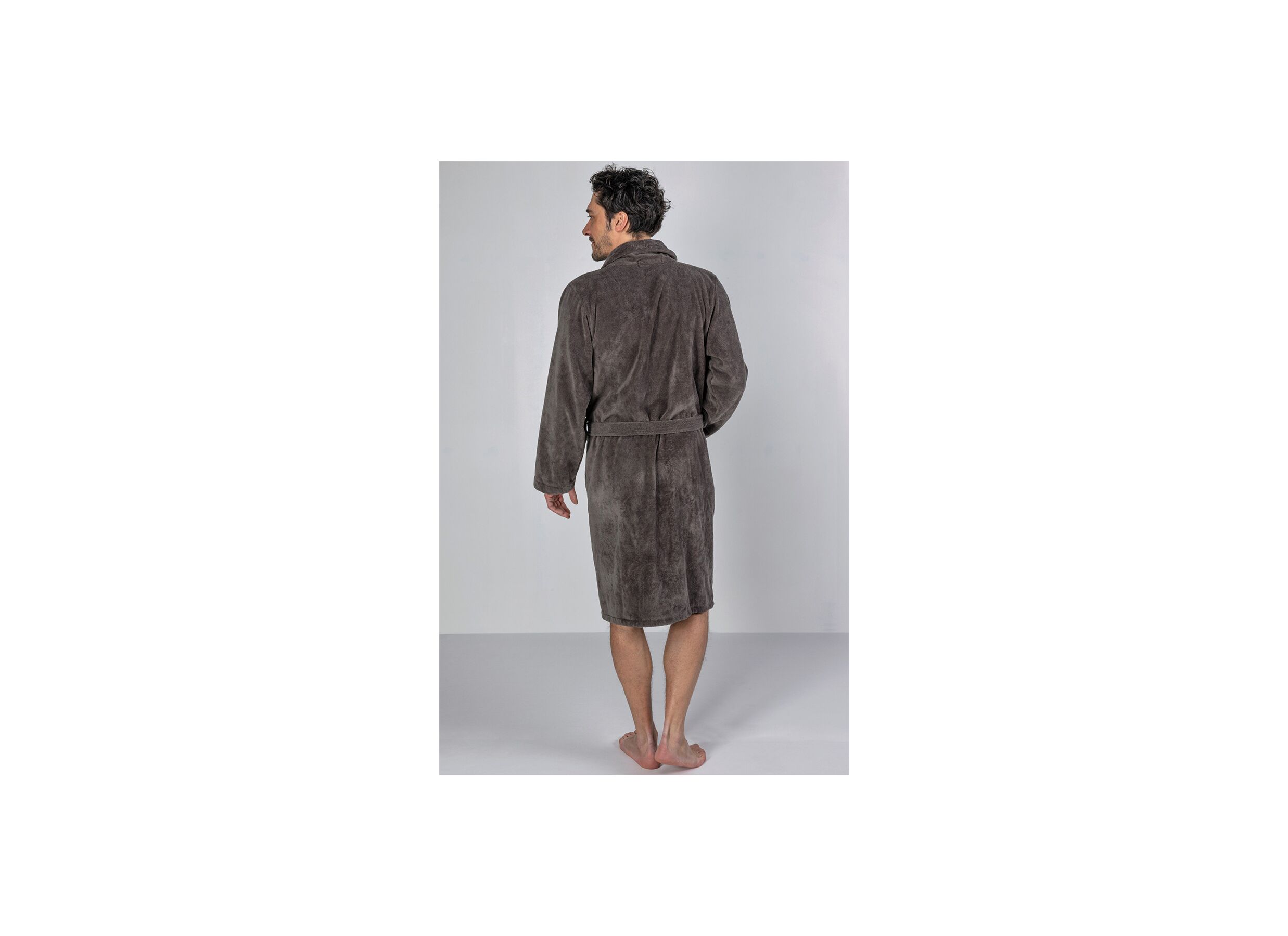 Sfeerfoto - Badjas L flanel grey charcoal