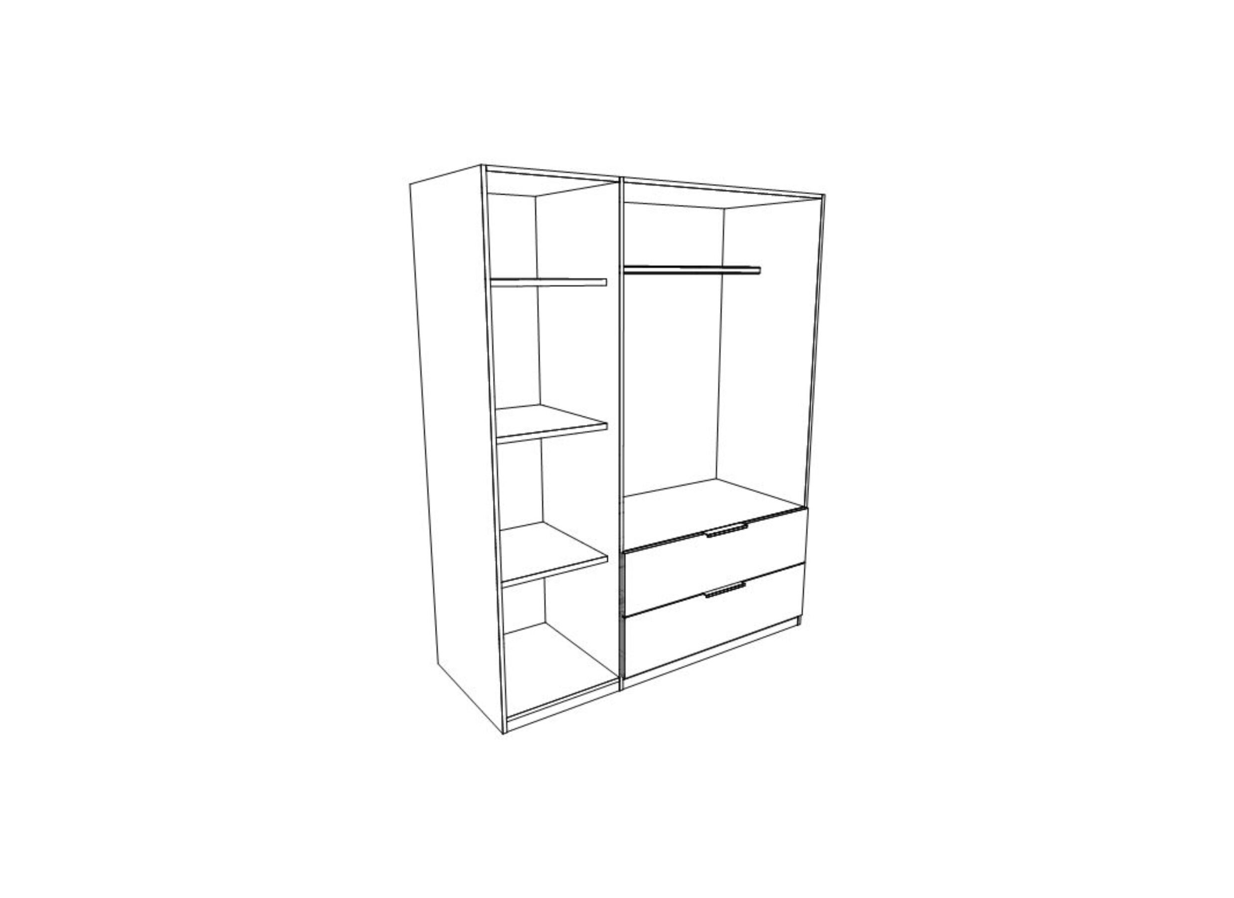Garde-robe 127cm - décor - blanc
