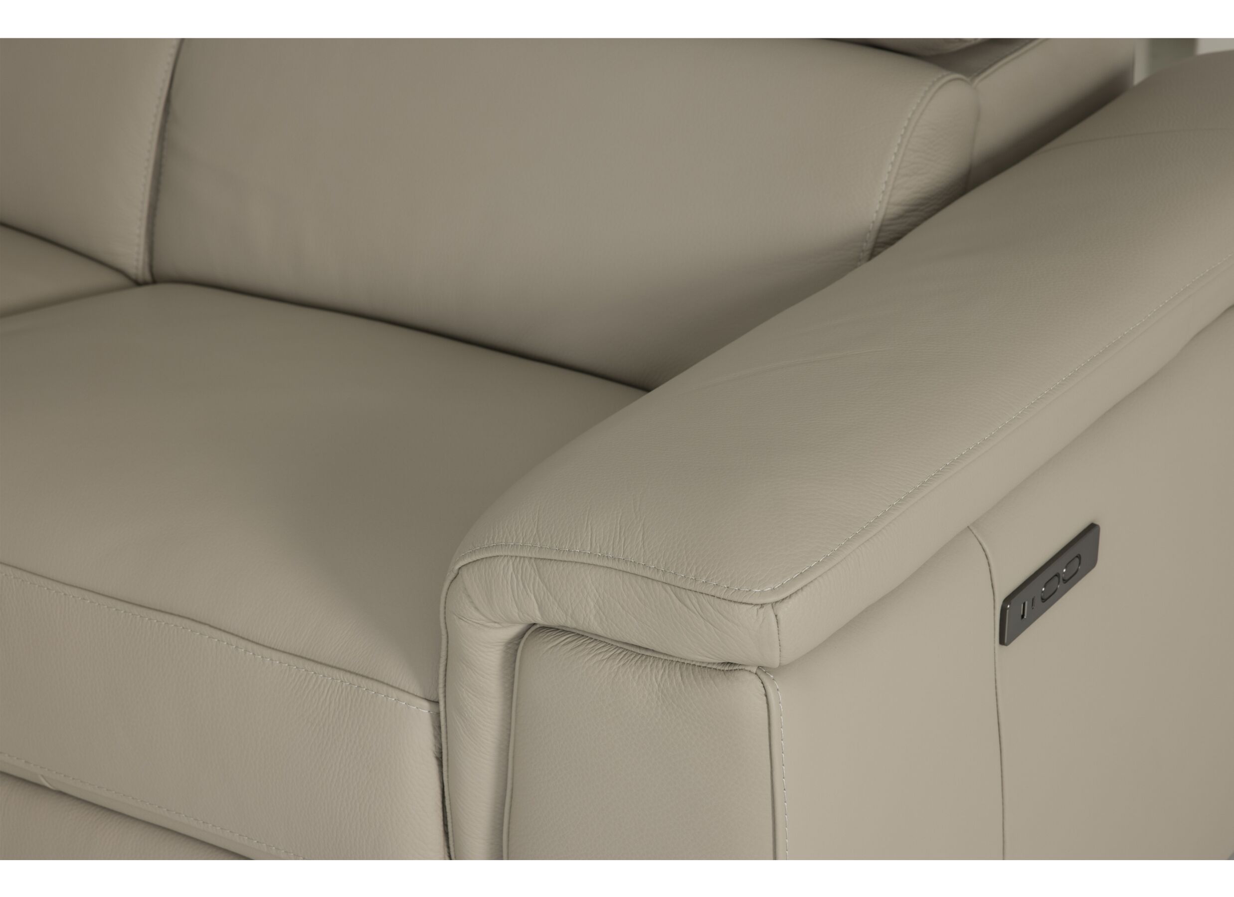 Detailfoto - Hoeksalon Walk 380x303cm - leder - grijs met relax