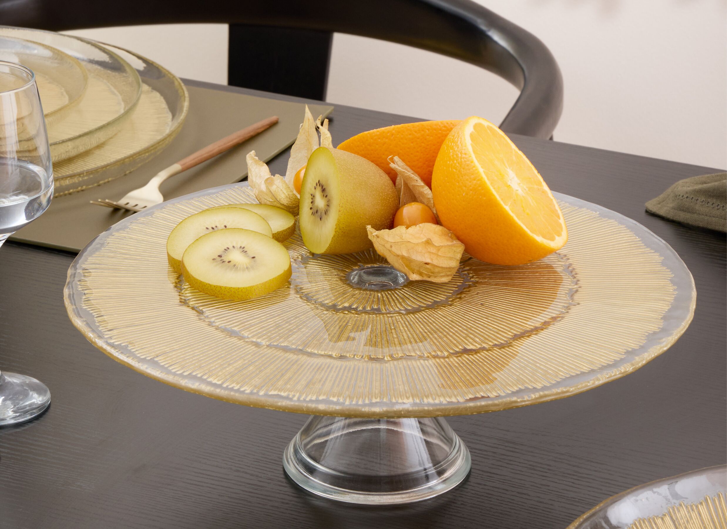 Foto ambiance - Plat à tarte Celeste Ø33cm - verre - doré