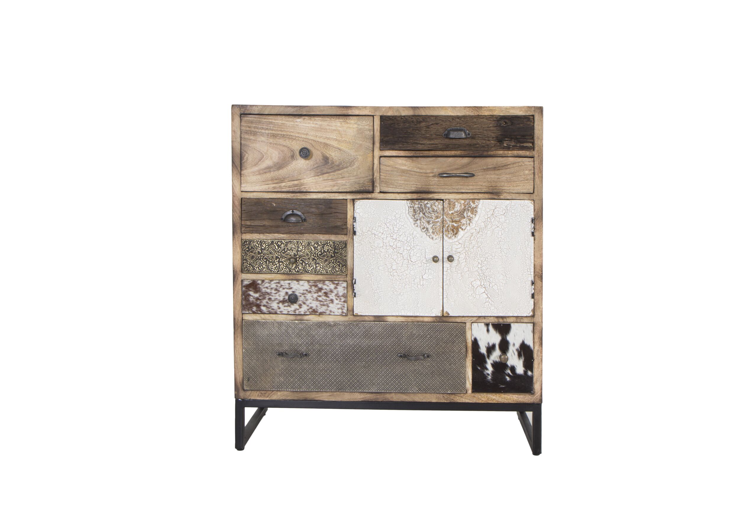 Aperçu - Commode Raffles 90x40x100cm - manuier massif - marron & multicolour