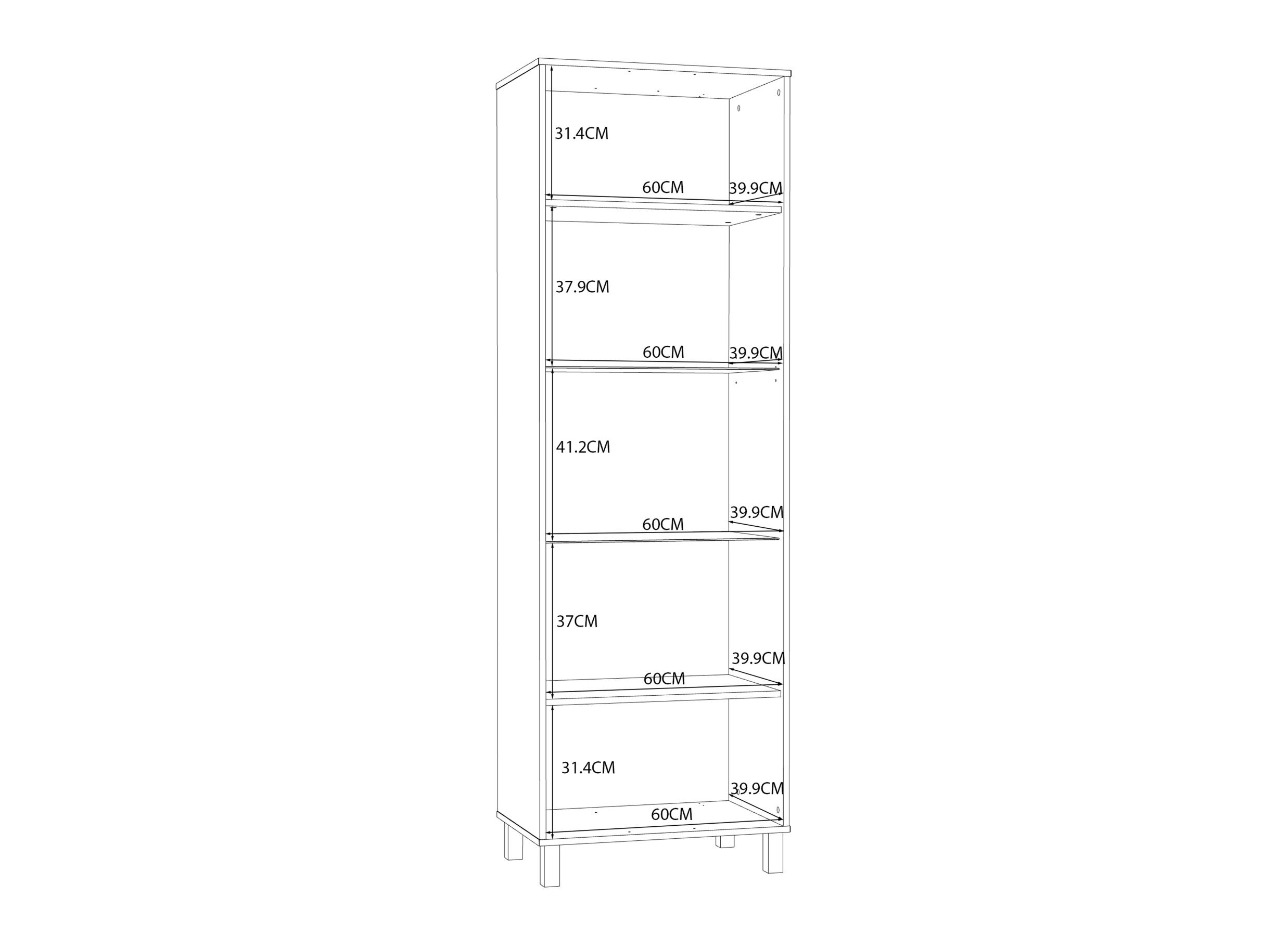 Dimensions - Armoire Killarney 64x42x196cm - décor - mauvella oak/sand