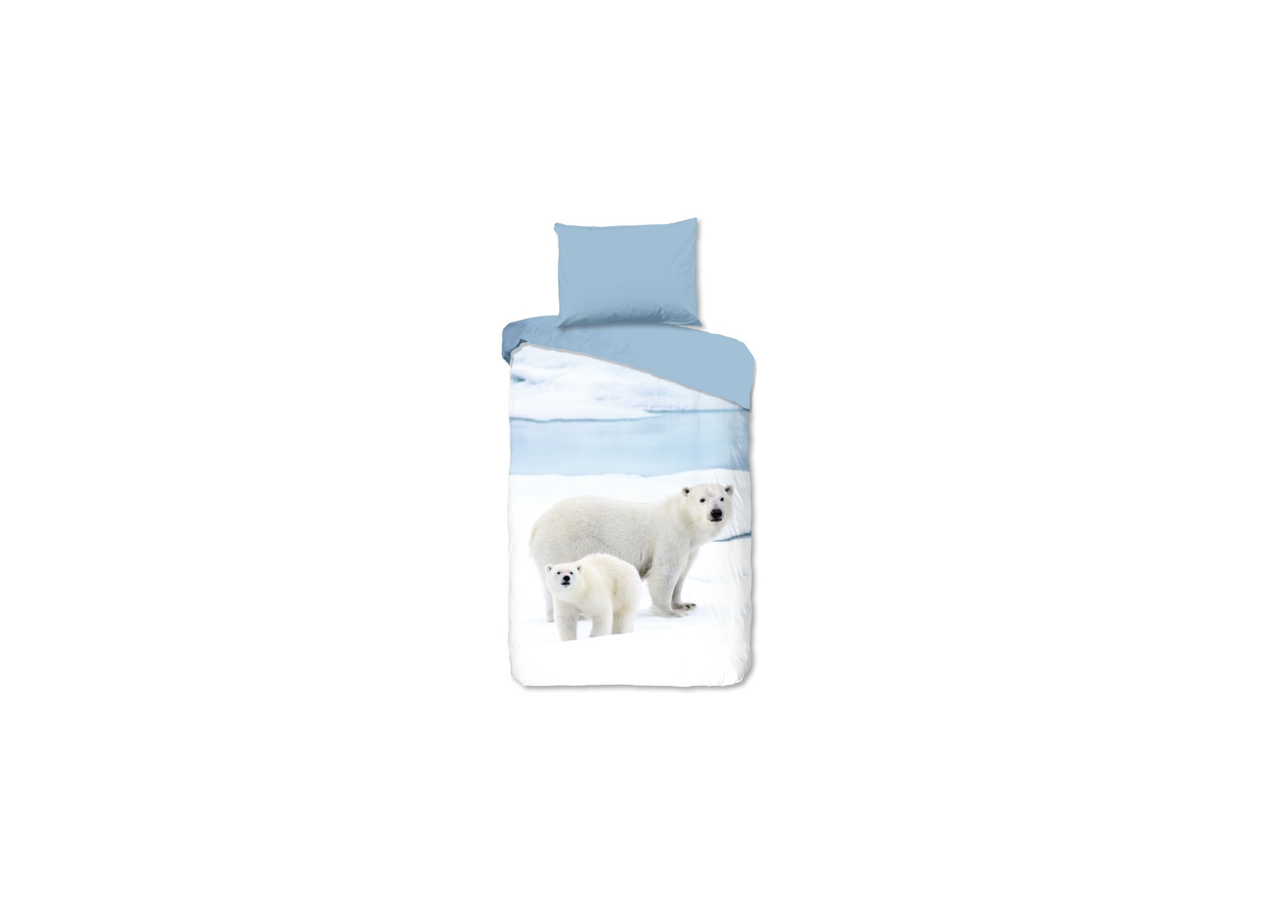 Dekbedovertrek Care 140x220cm - flanel - blauw/wit - Dekbedovertrek Care 140x220cm - flanel - blauw/wit