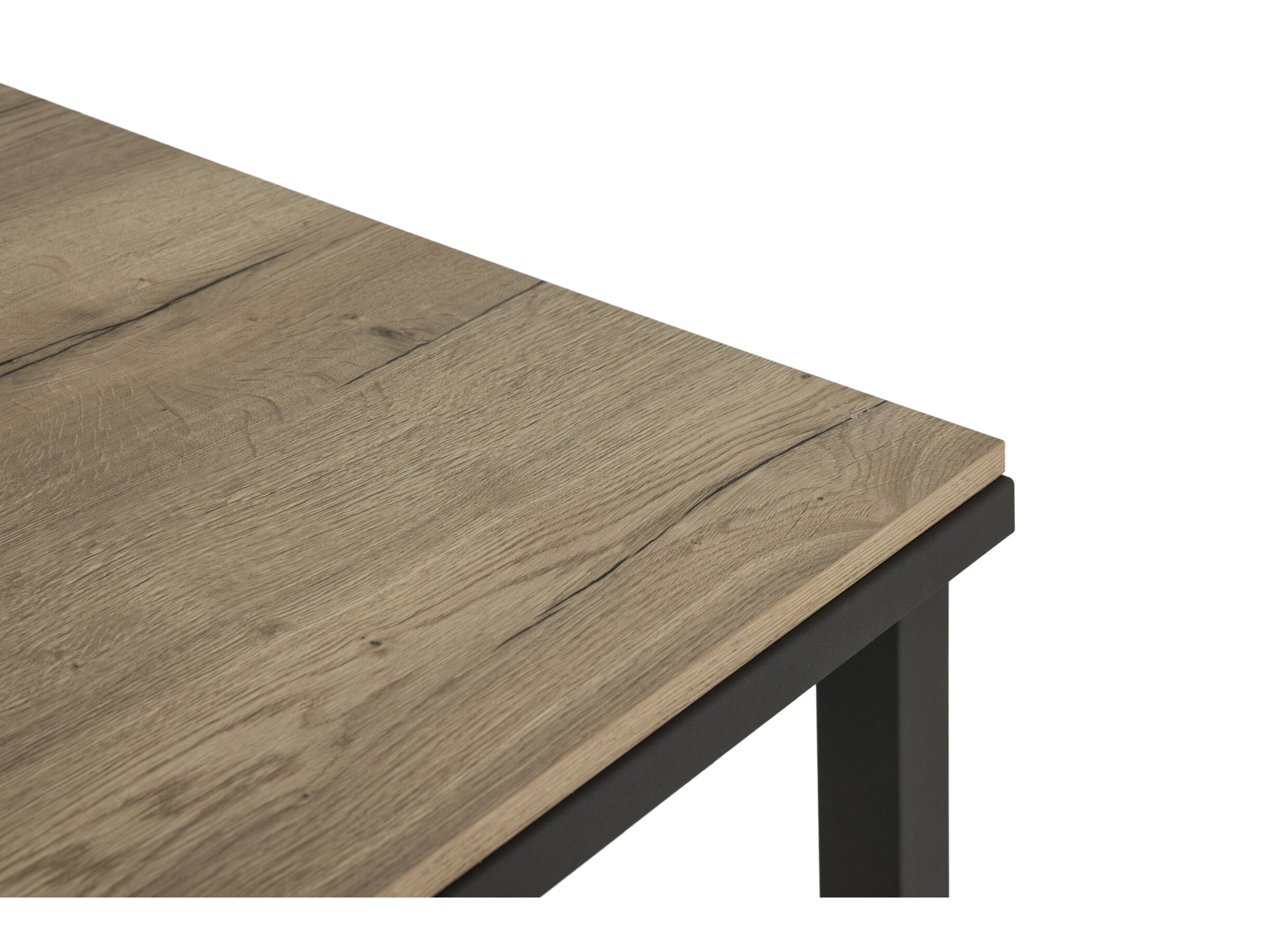 Detail - Table Vienna 80/140x80cm - chêne massif/métal - naturel/anthracite