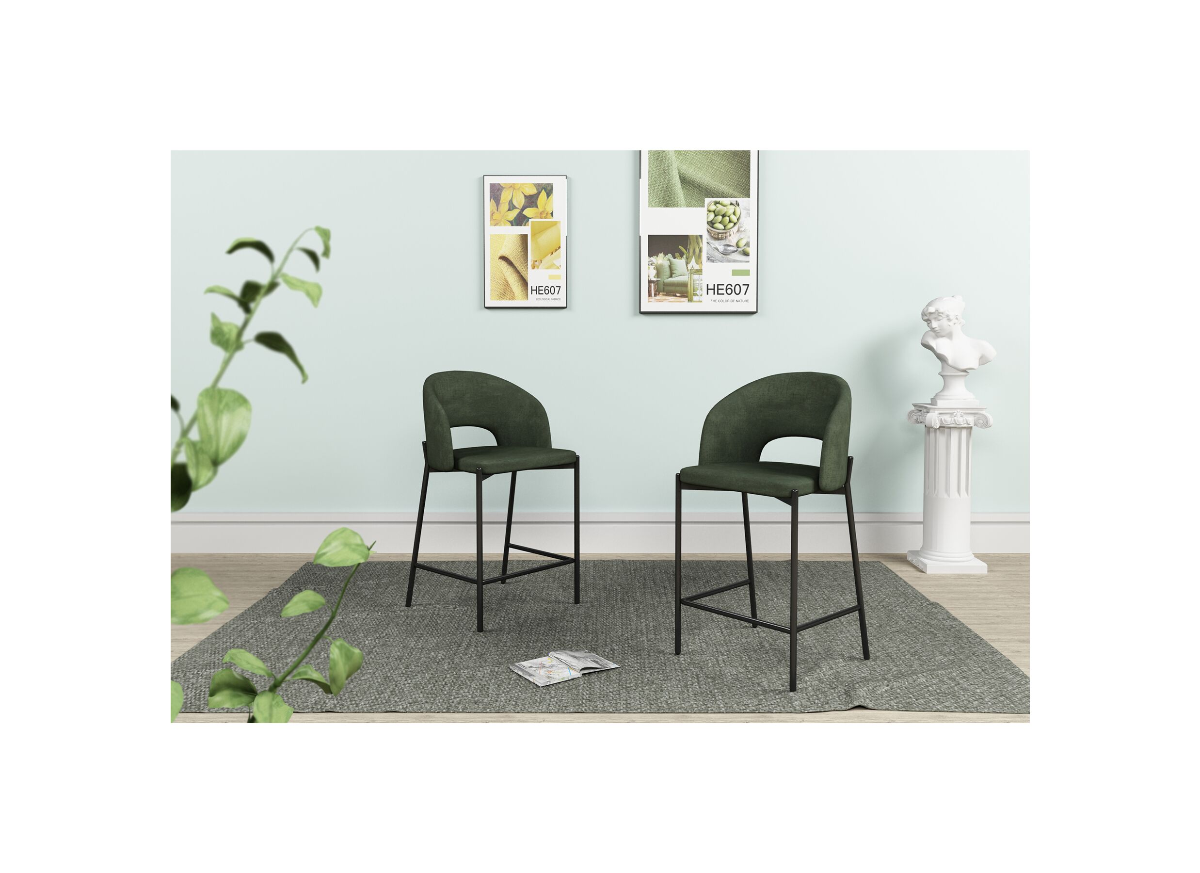 Barstoel Bacchus ZH75,5cm - stof - groen