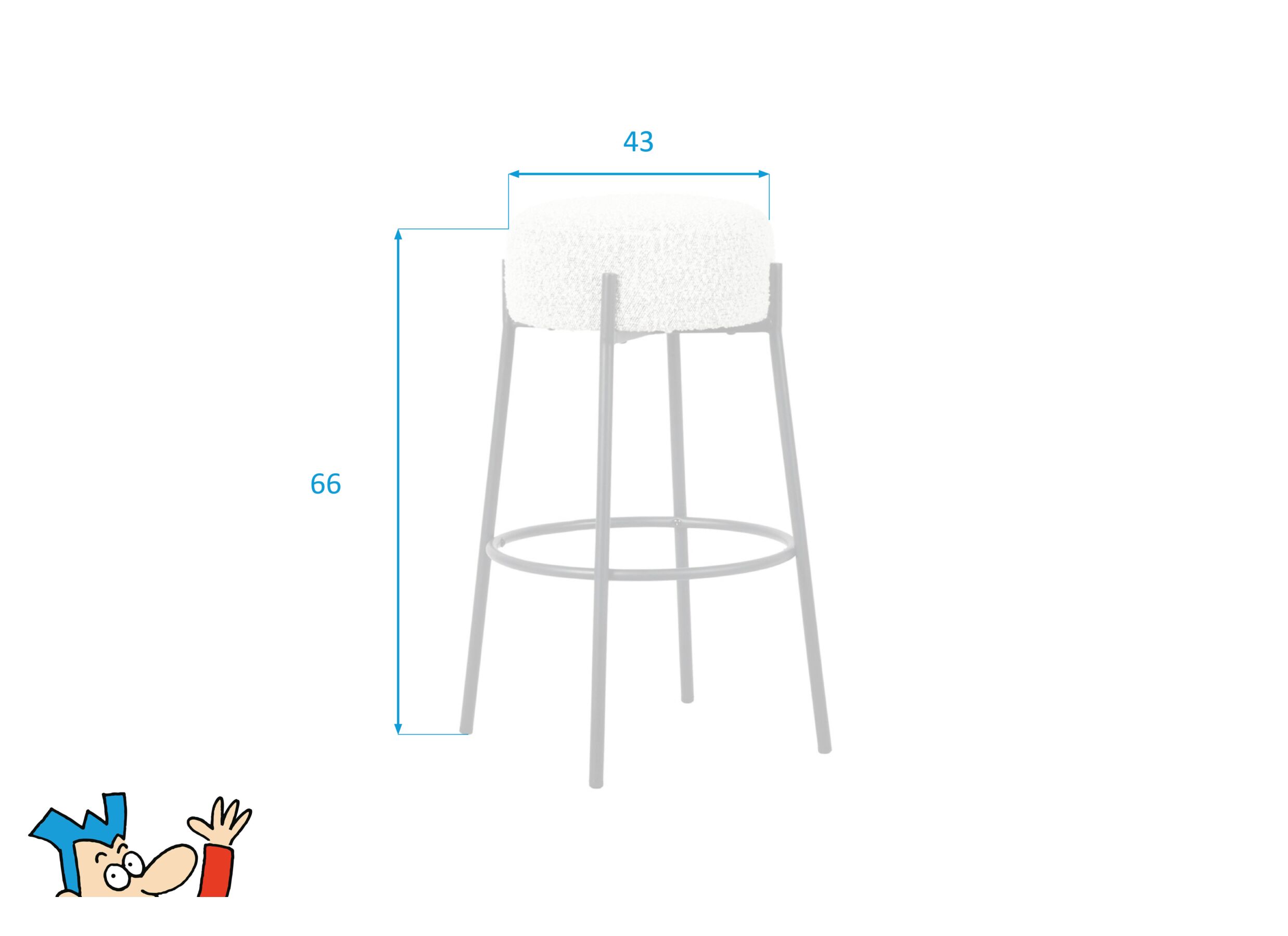 Afmetingen - Barkruk Freeze ZH66cm bouclé wit