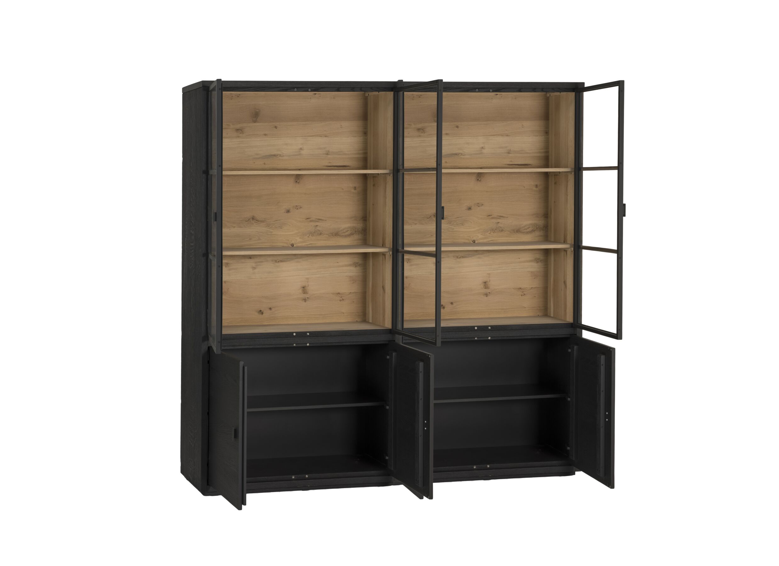 Vitrine Mauri 230cm - chêne massif - noir