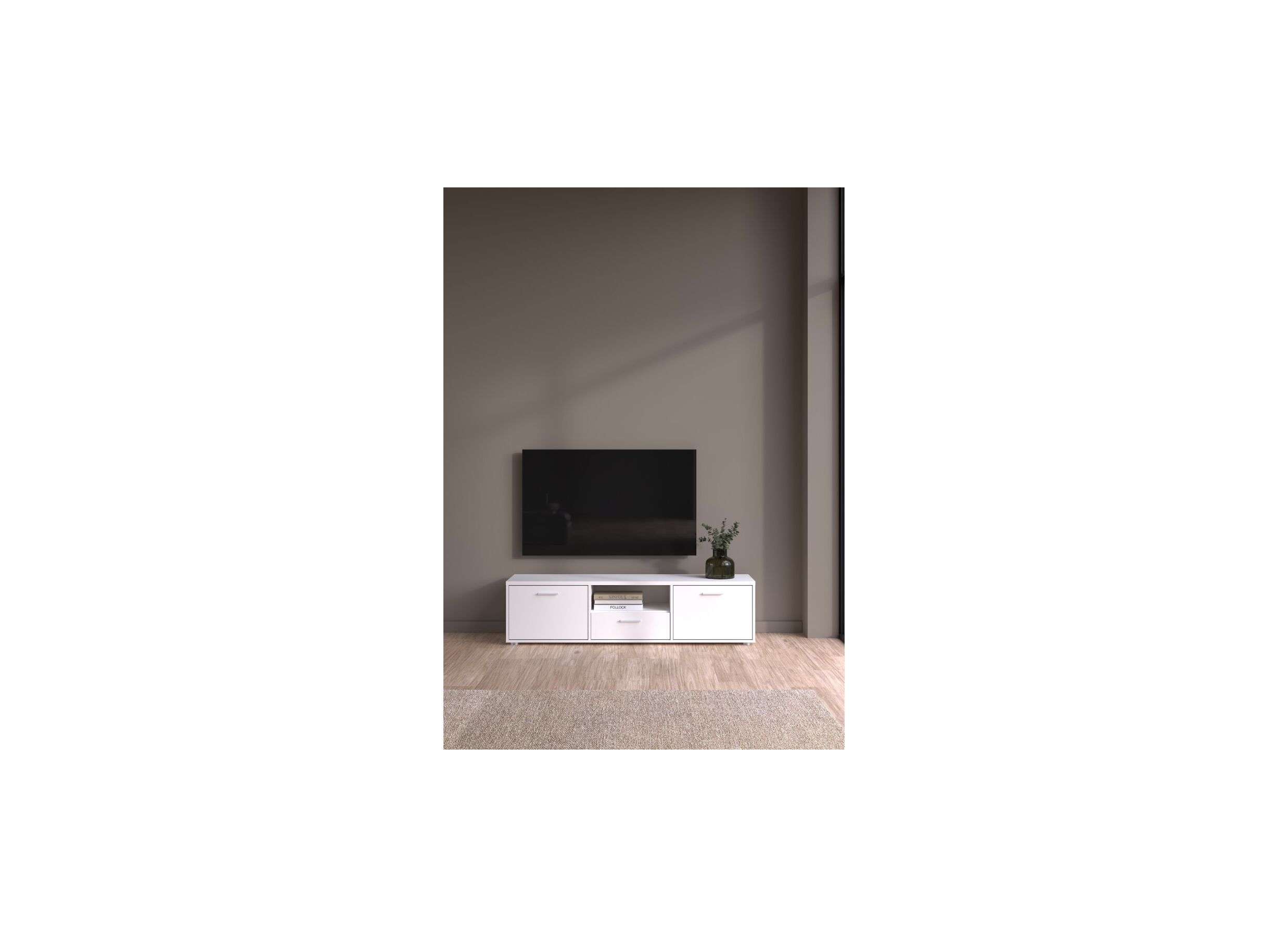 Foto ambiance - Meuble TV Media 148cm - film décoratif - blanc