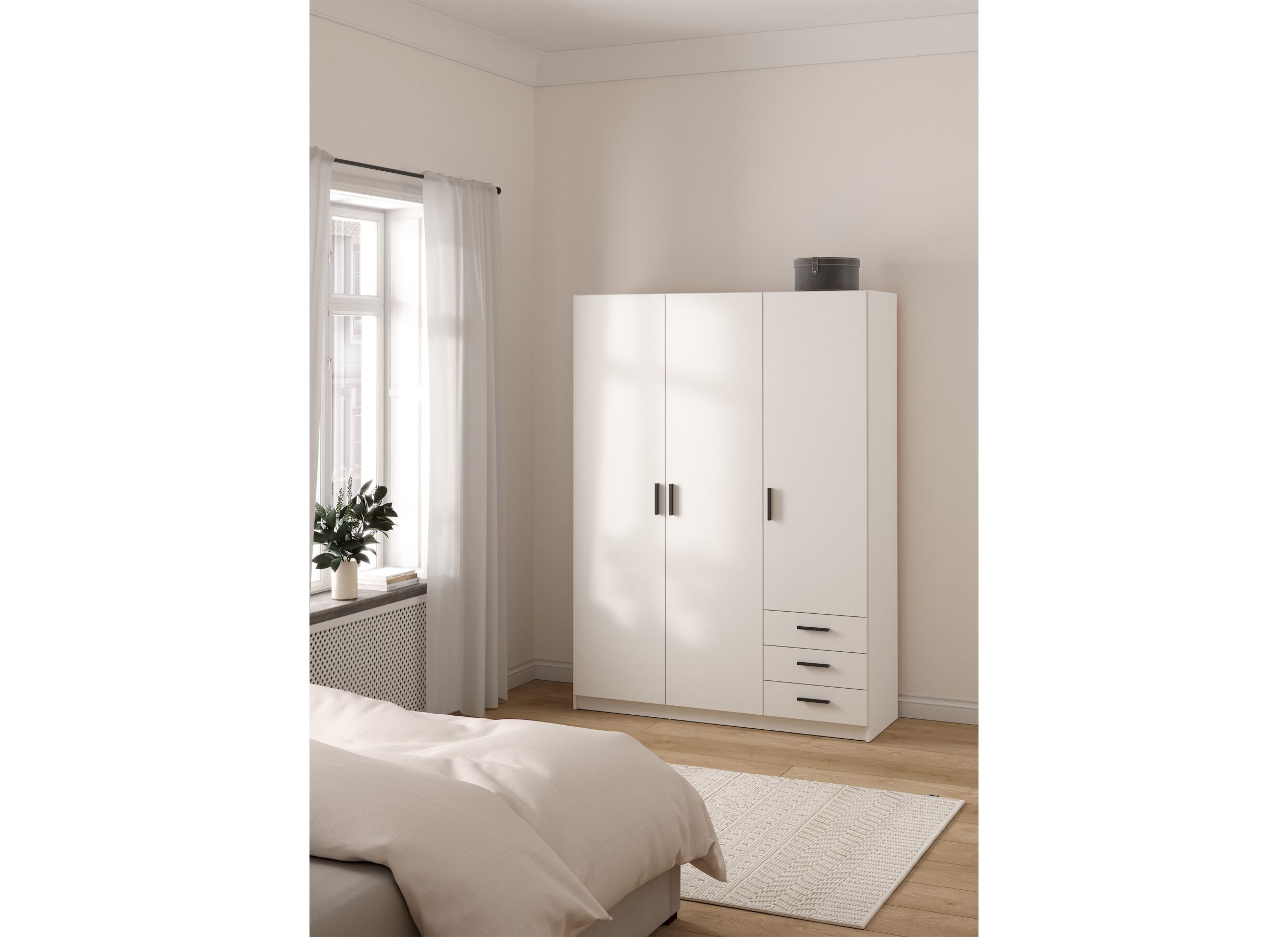 Foto ambiance - Garde-robe Sprint 147cm - décor - blanc