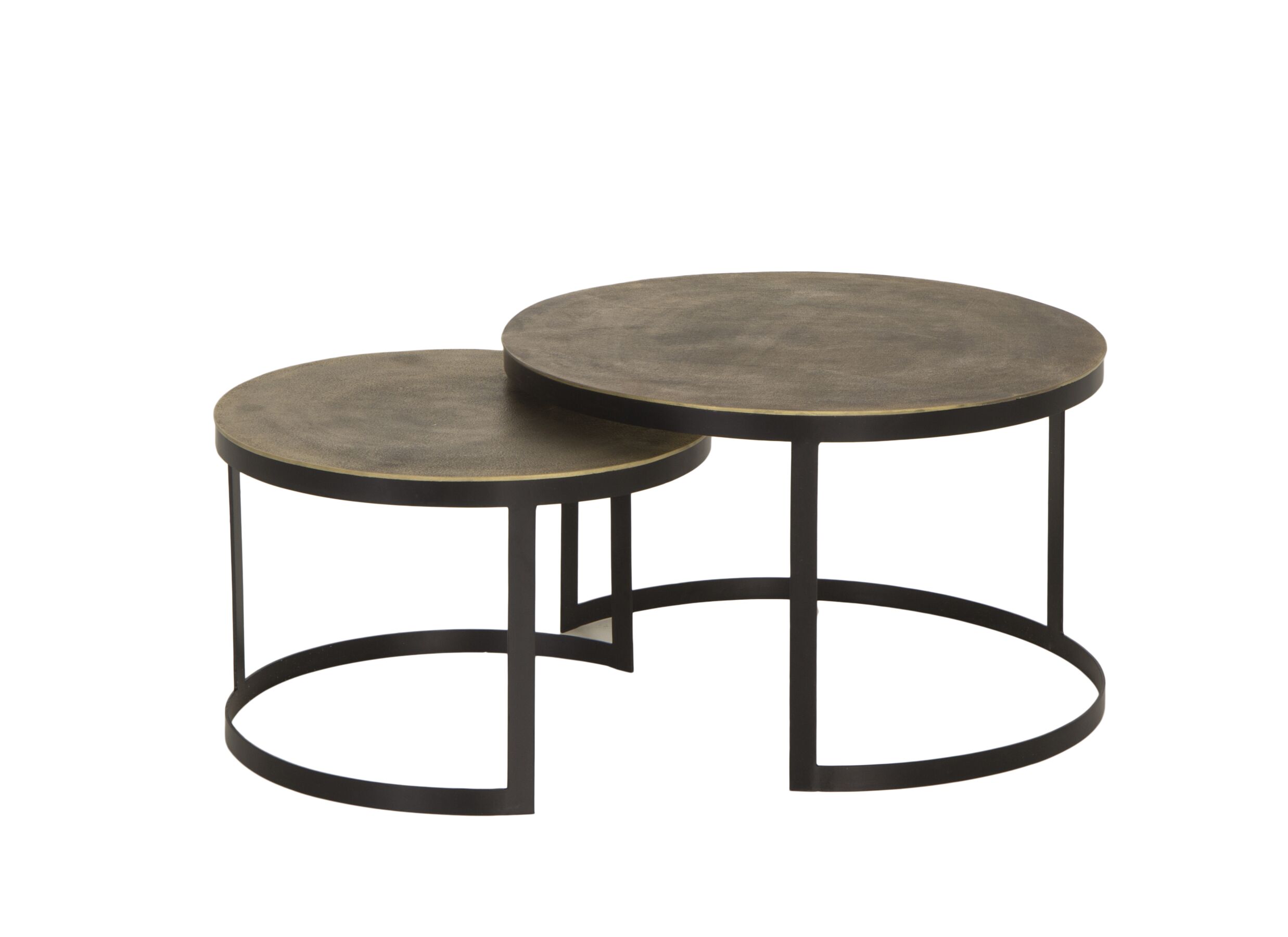 Table de Salon Brass métal ronde lot de 2 - Table basse Brass Ø75/Ø60cm - métal - antique brass lot de 2