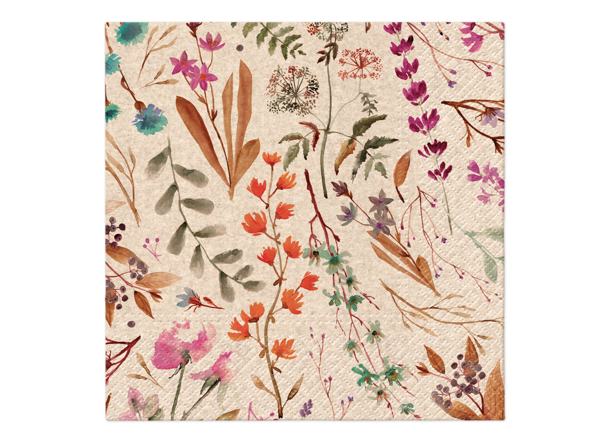Serviette Dried Floral Bouquet 33x33cm - papier - multicolor - 20 stuks - Serviette Dried Floral Bouquet 33x33cm - papier - multicolore - 20 pièces