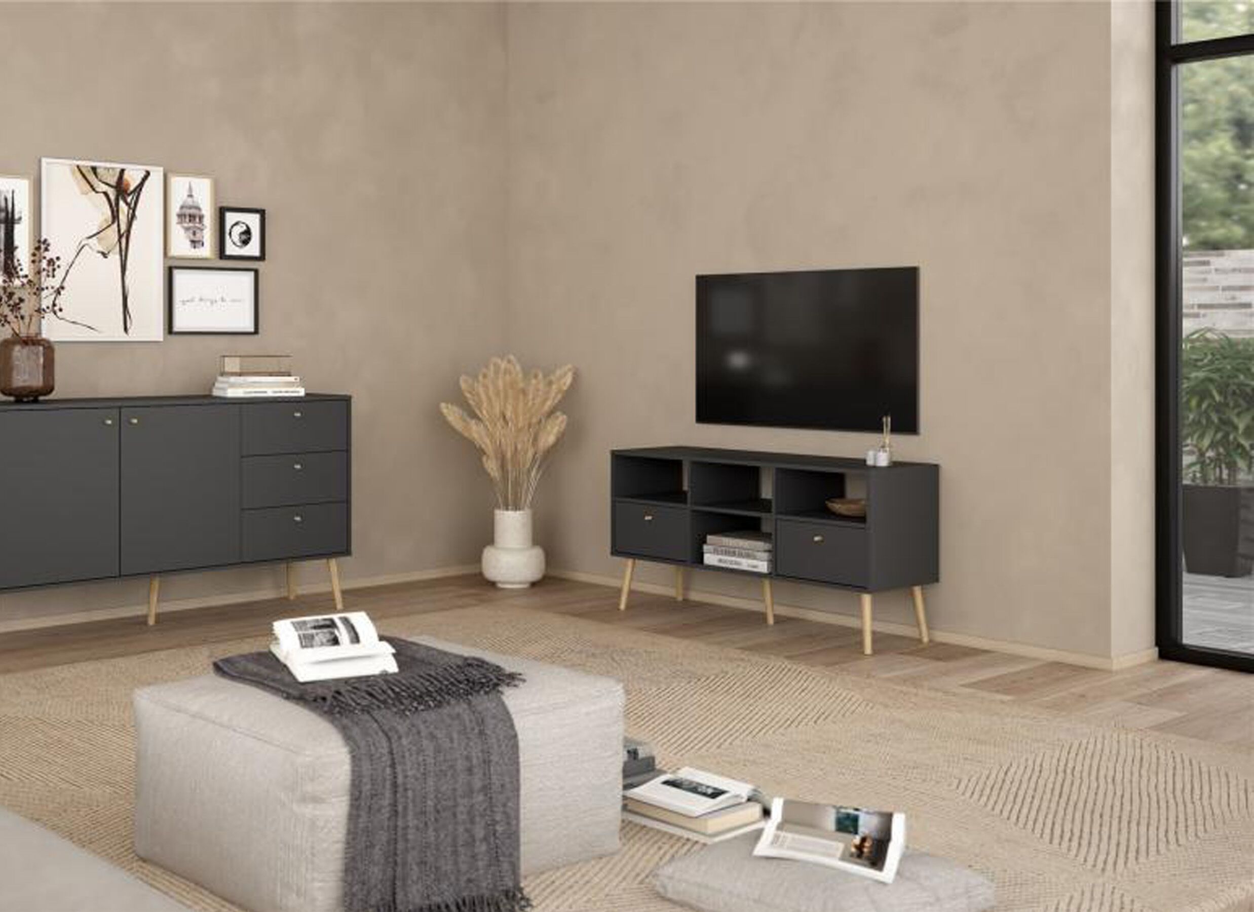 Foto ambiance - Meuble TV Bodo Bodo 118cm - décor - gris mat
