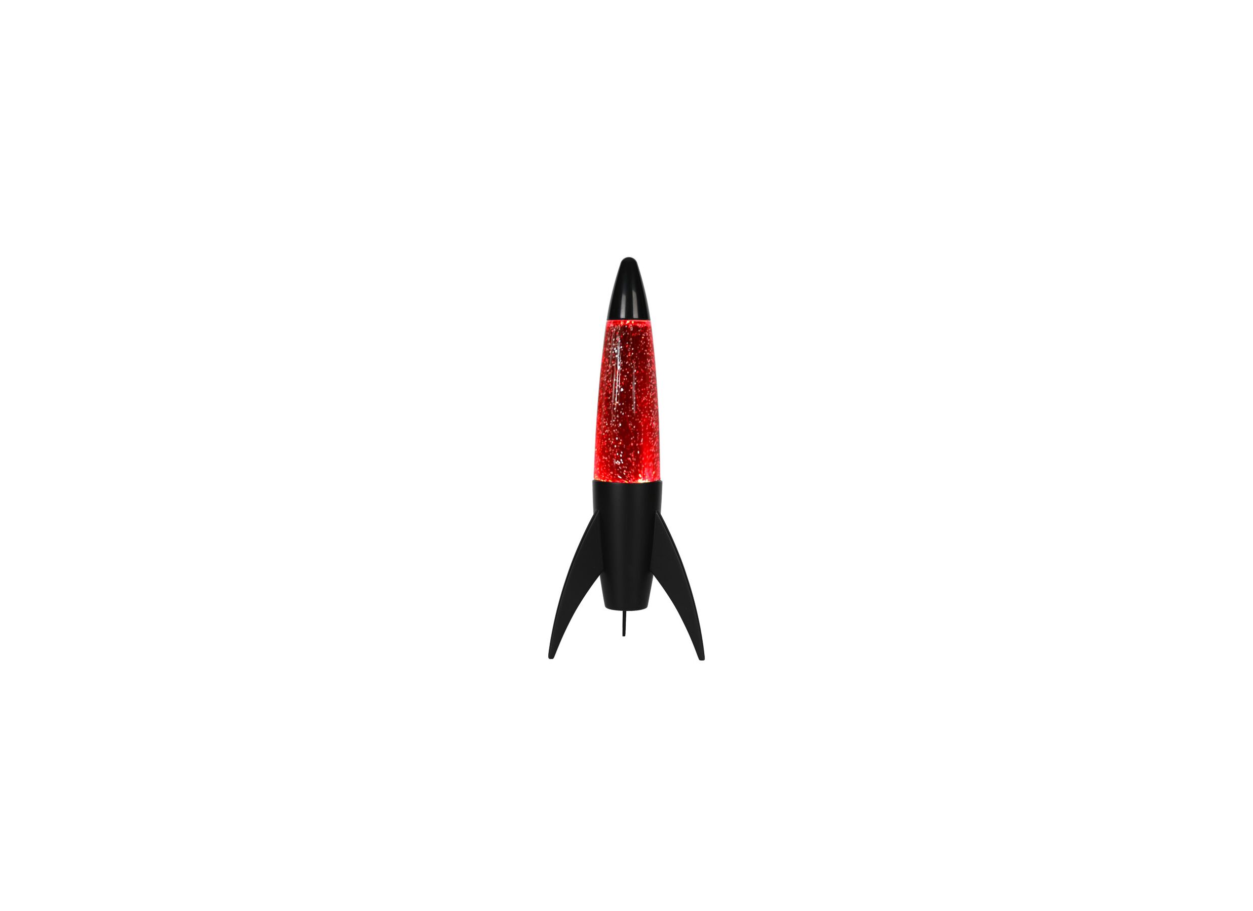 Plus Important - Lampe à lave Rocket Glitter - verre & métal - rouge/noir