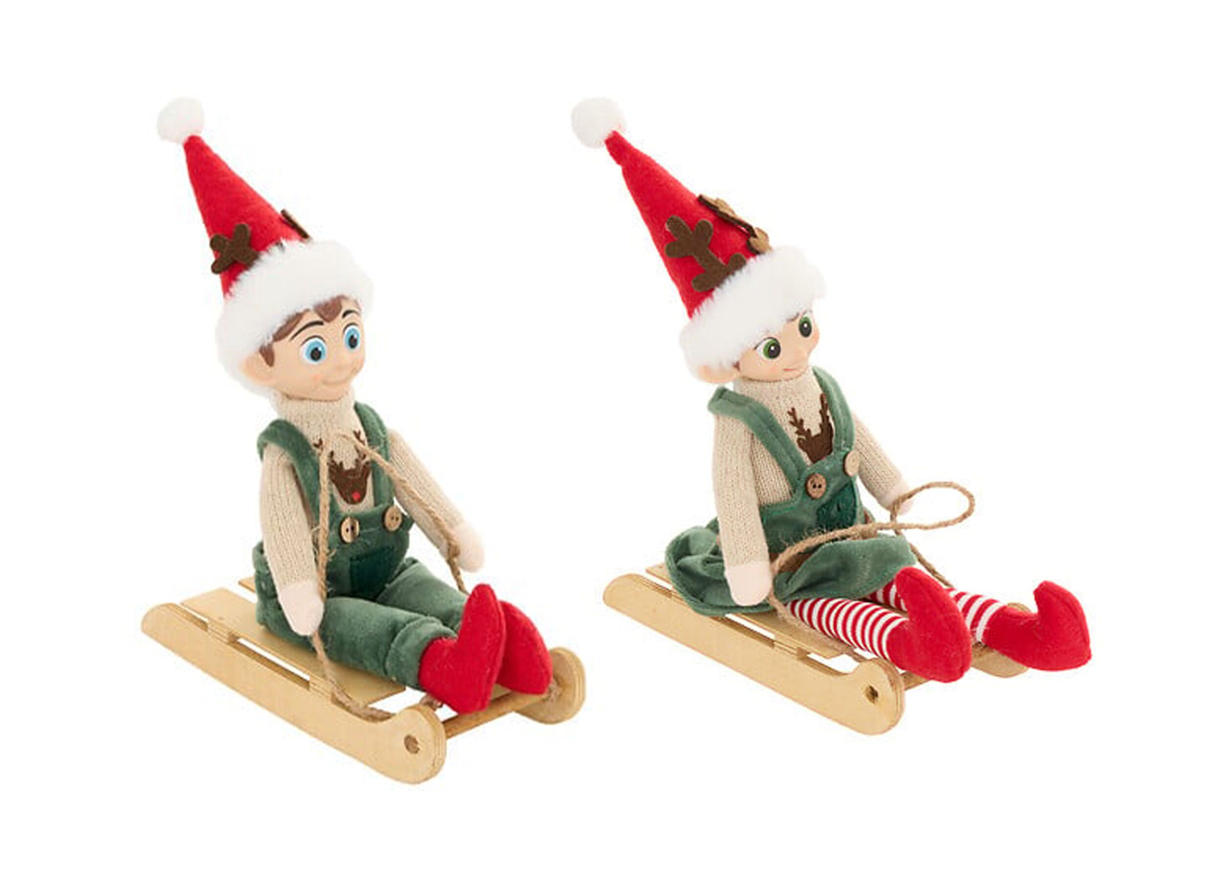 Plus Important - Décoration de Noël Popette Luge H40cm - tissu - multicolor